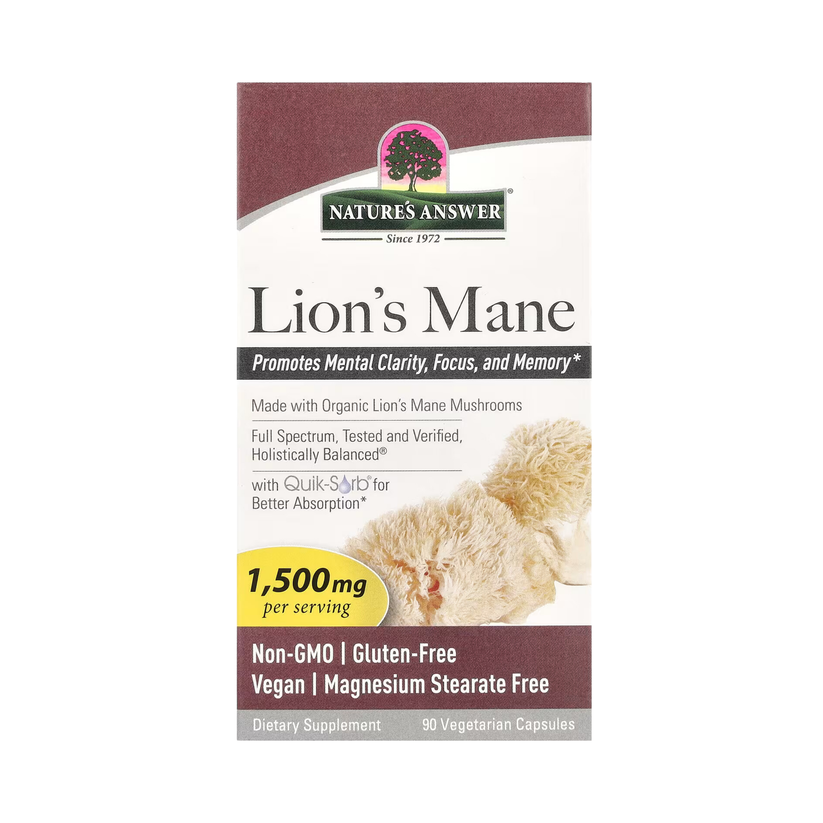 Nature's Answer - Lion's Mane, 90 Vegetarian Capsules