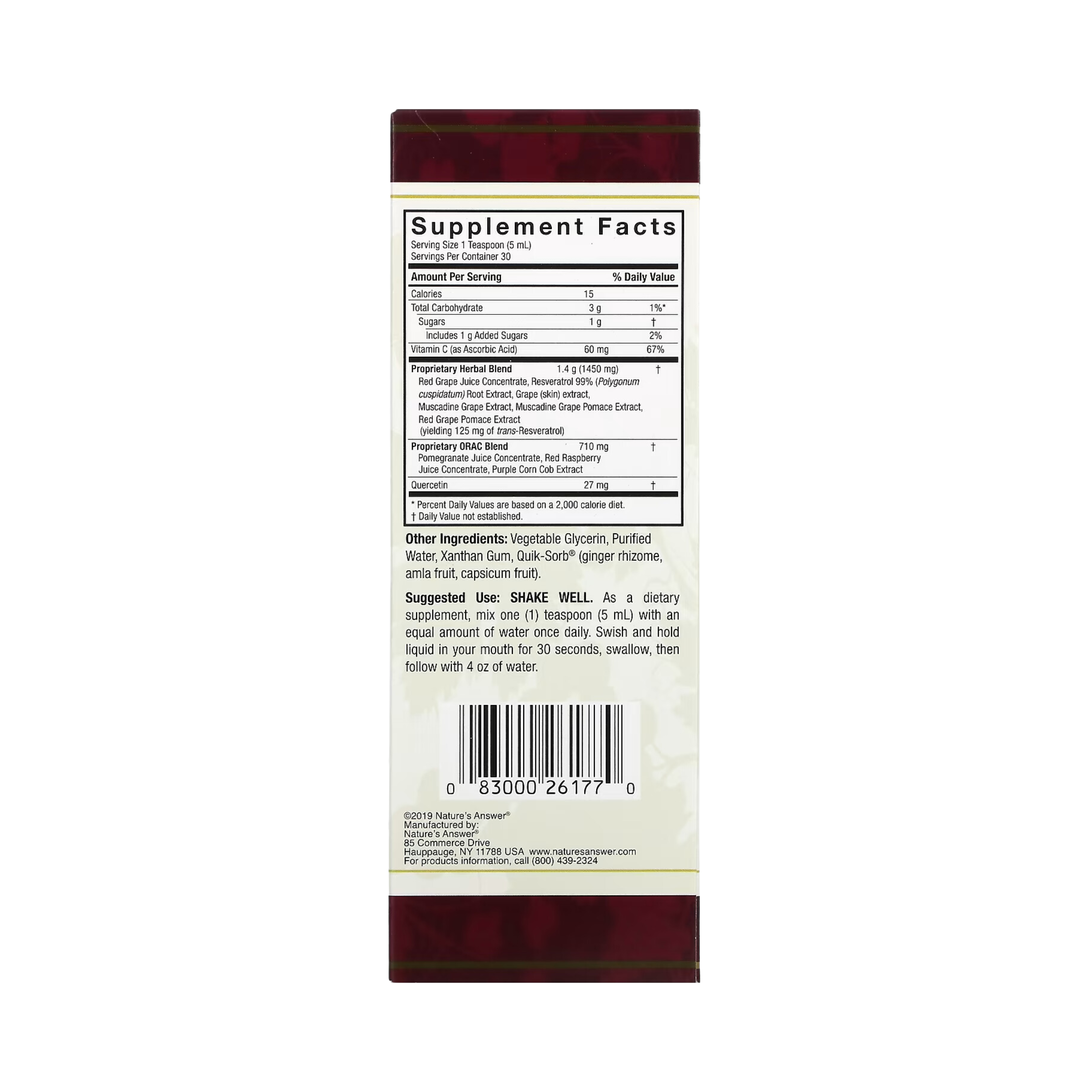 Nature's Answer, Resveratrol Reserve, 5 Fl Oz
