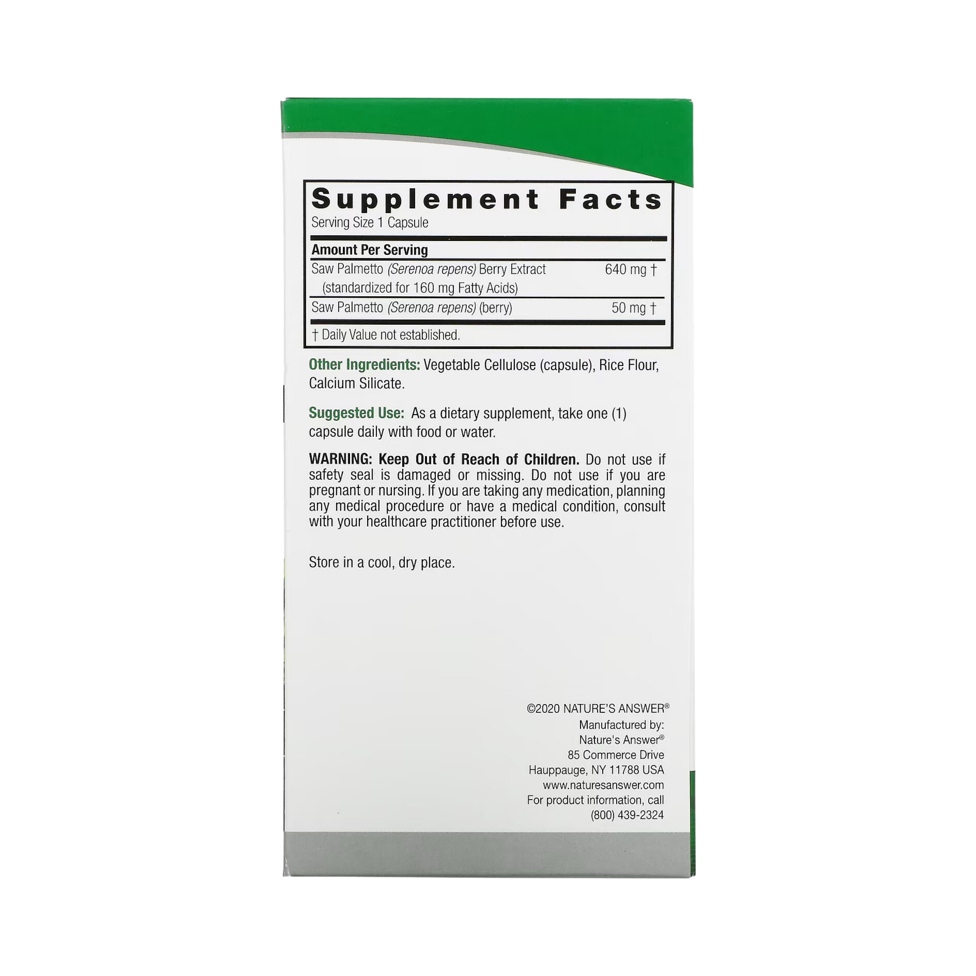 Nature’s Answer, Saw Palmetto Berry Extract, 120 Capsules