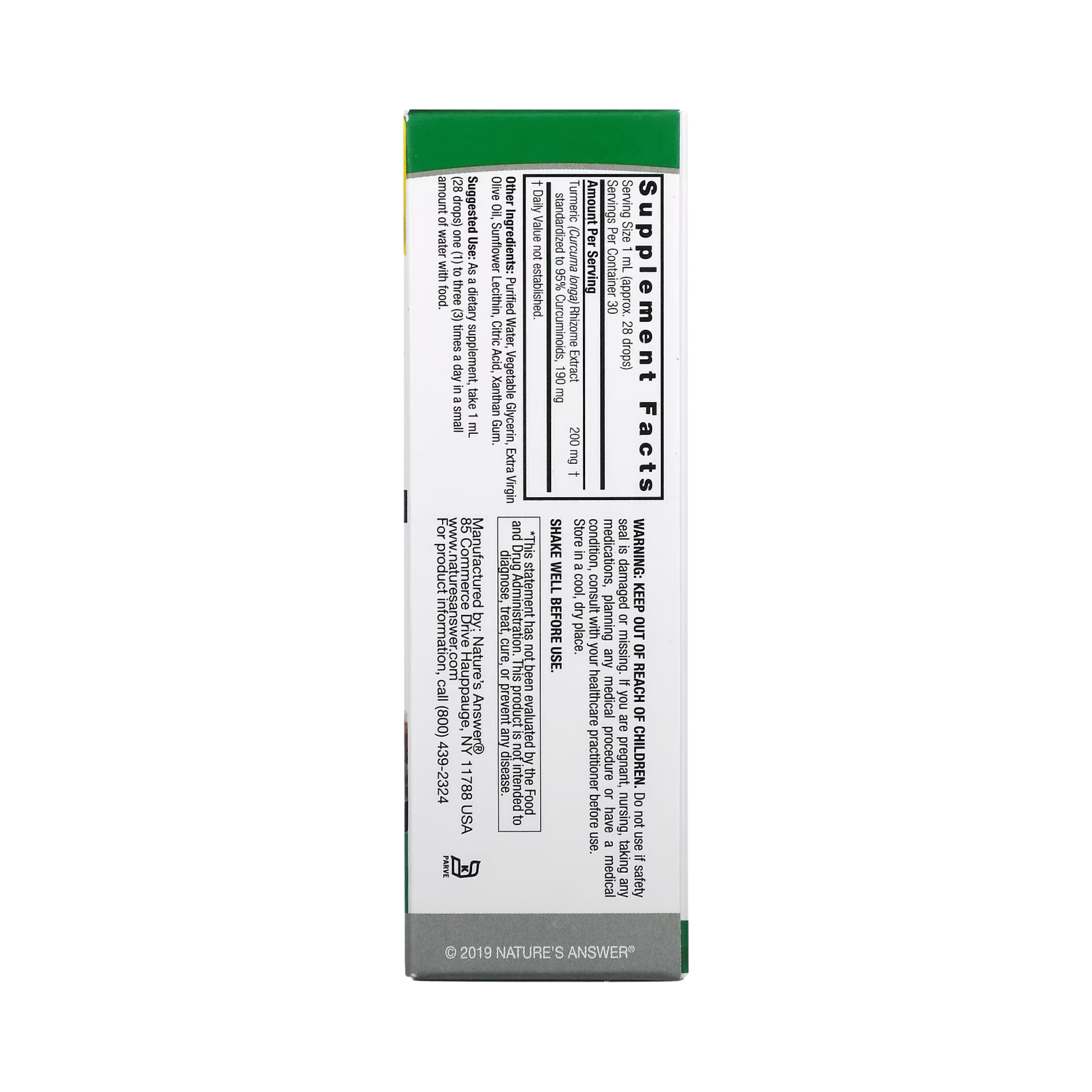 Nature's Answer - Turmeric-3, Alcohol-Free, 1 OZ