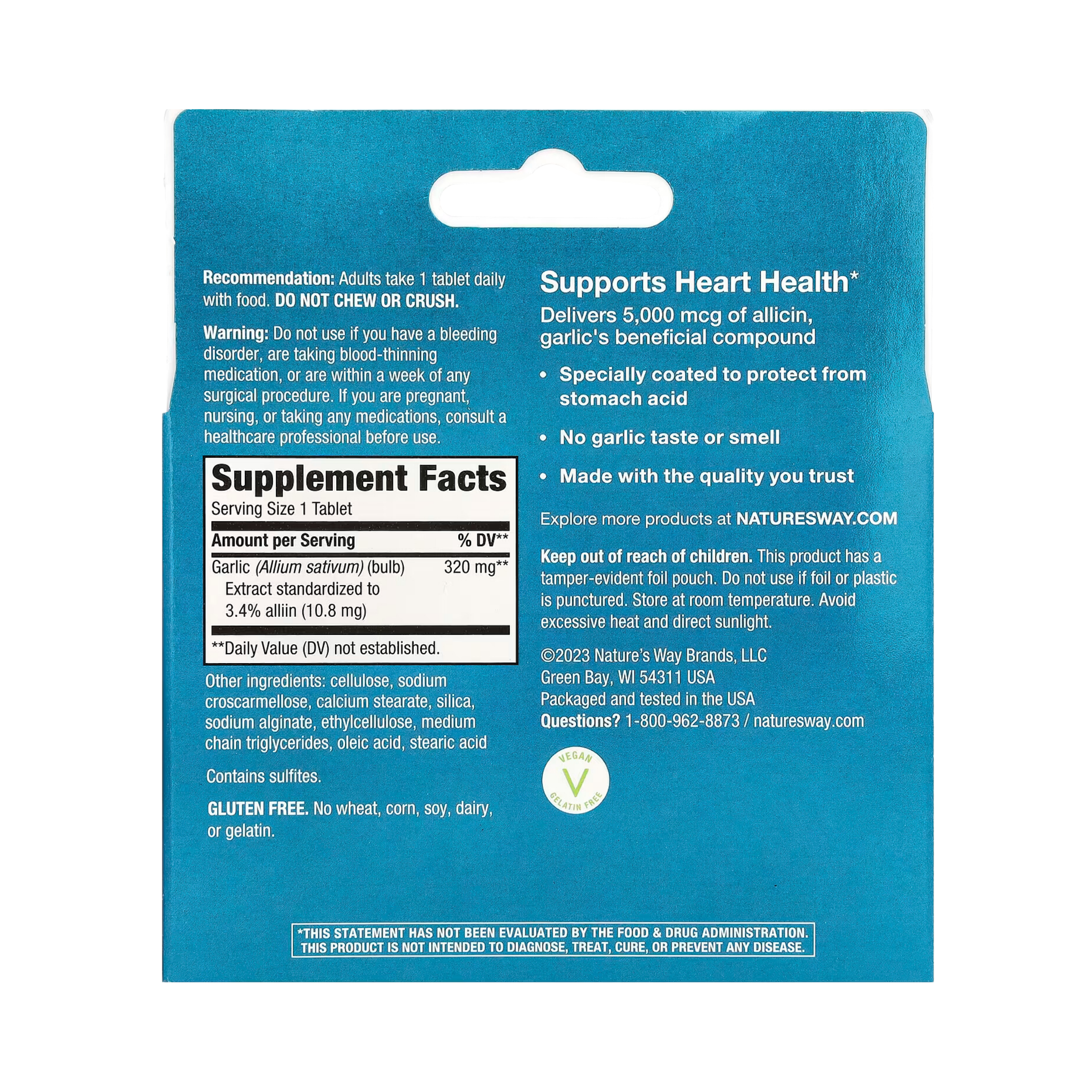 Nature's Way, Garlinase 5000, 100 Tablets