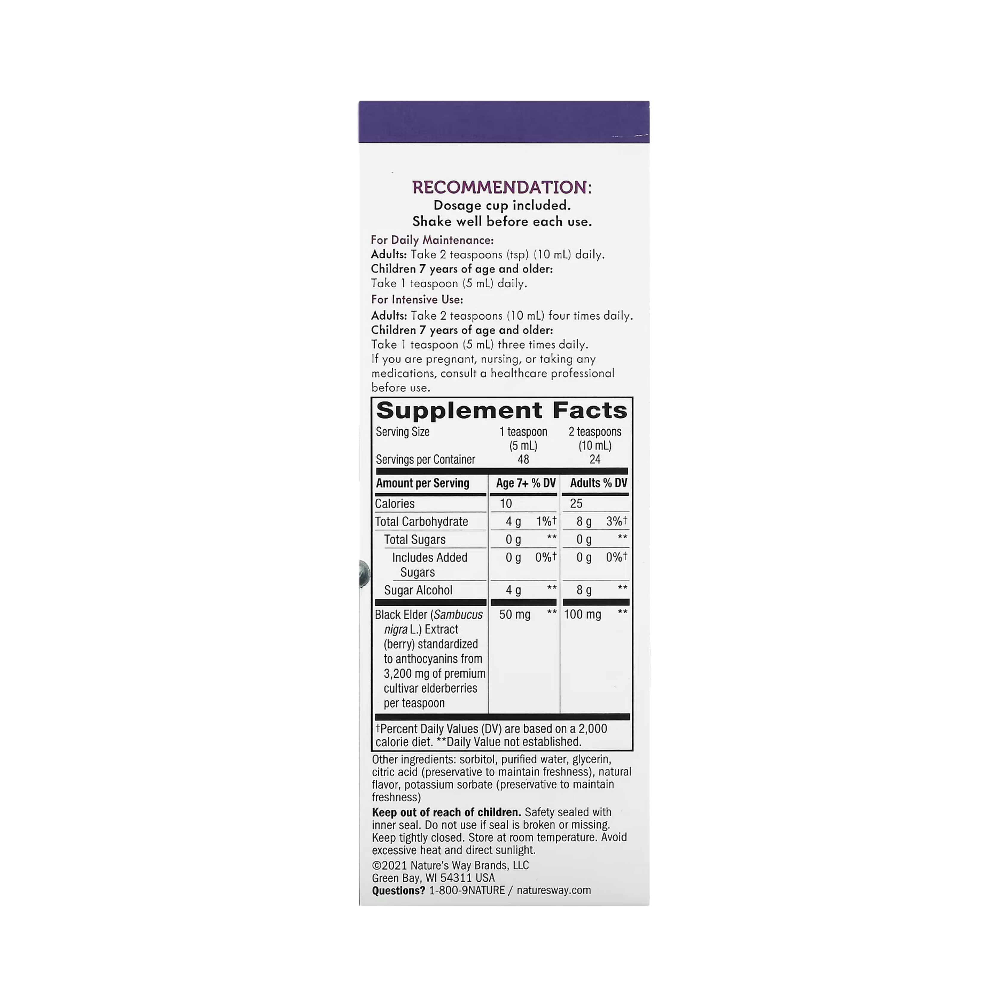 Nature's Way, Sambucus Sugar-Free Syrup, 8 Oz