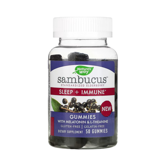 Nature's Way, Sambucus, Sleep + Immune with Melatonin & L-Theanine, 50 Gummies
