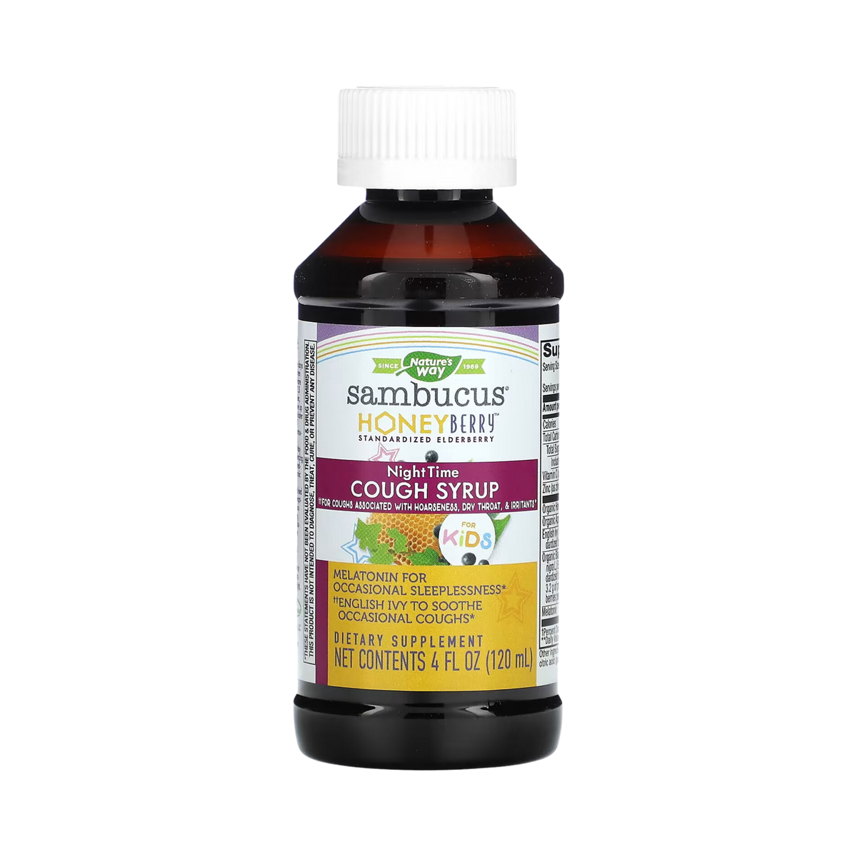 Nature's Way, Sambucus HoneyBerry NightTime Cough Syrup for Kids, 4 Oz