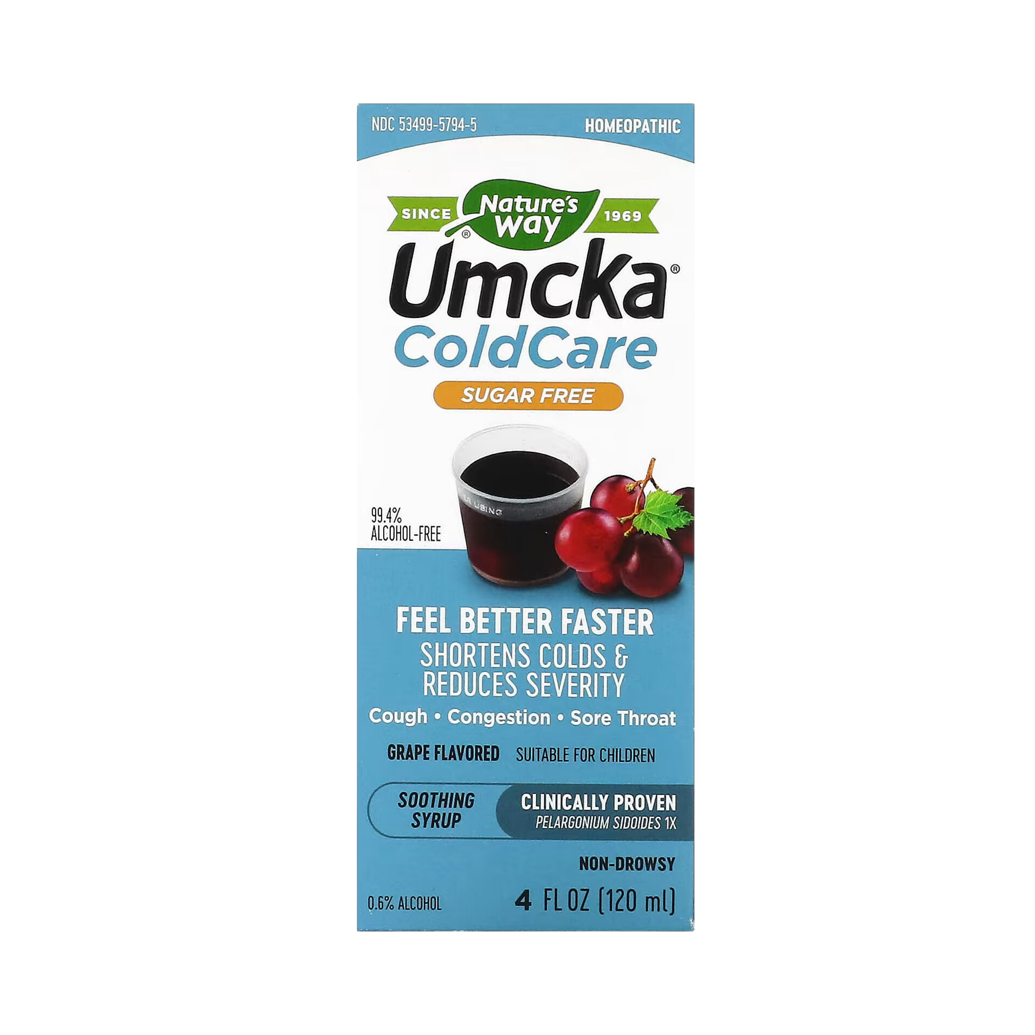 Nature's Way, Umcka ColdCare, Soothing Syrup, Sugar Free, Grape, 4 Fl Oz