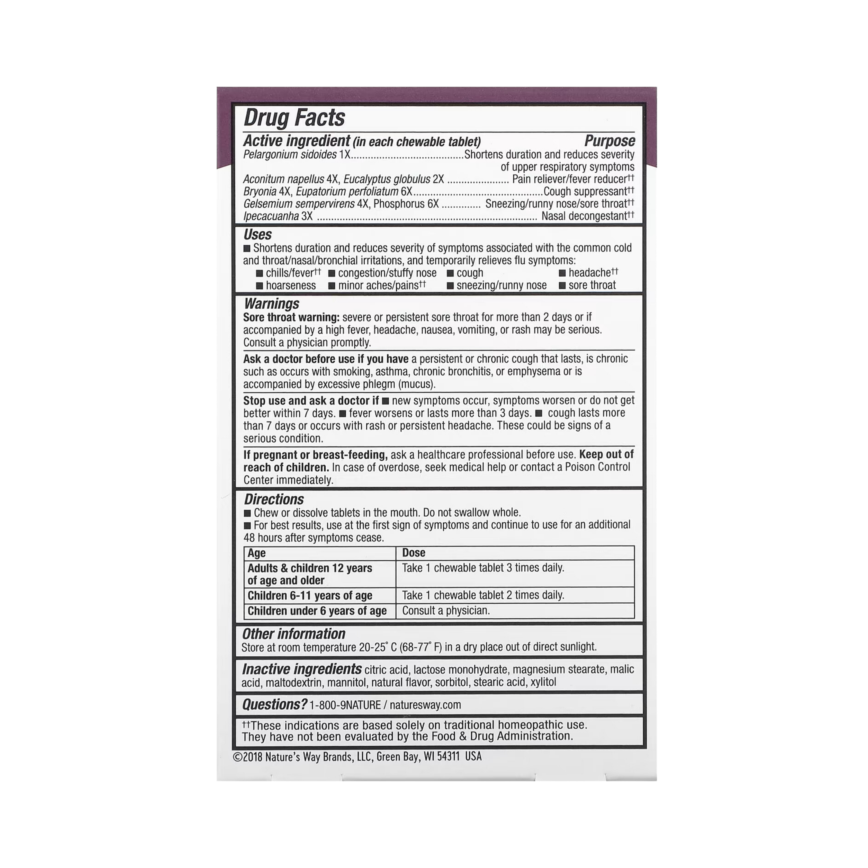 Nature's Way, Umcka Cold+Flu Chewables, Orange, 20 Tablets