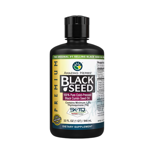 Amazing Herbs, Black Seed, 100% Pure Cold-Pressed Black Cumin Seed Oil, 32 Fl Oz