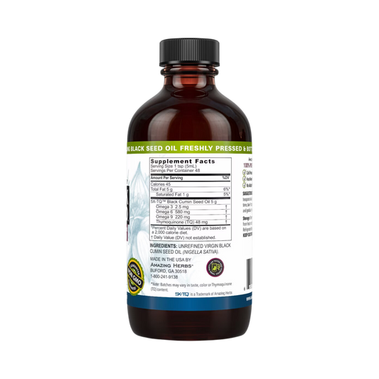 Amazing Herbs, Black Seed, 100% Pure Cold-Pressed Black Cumin Seed Oil, 8 Fl Oz