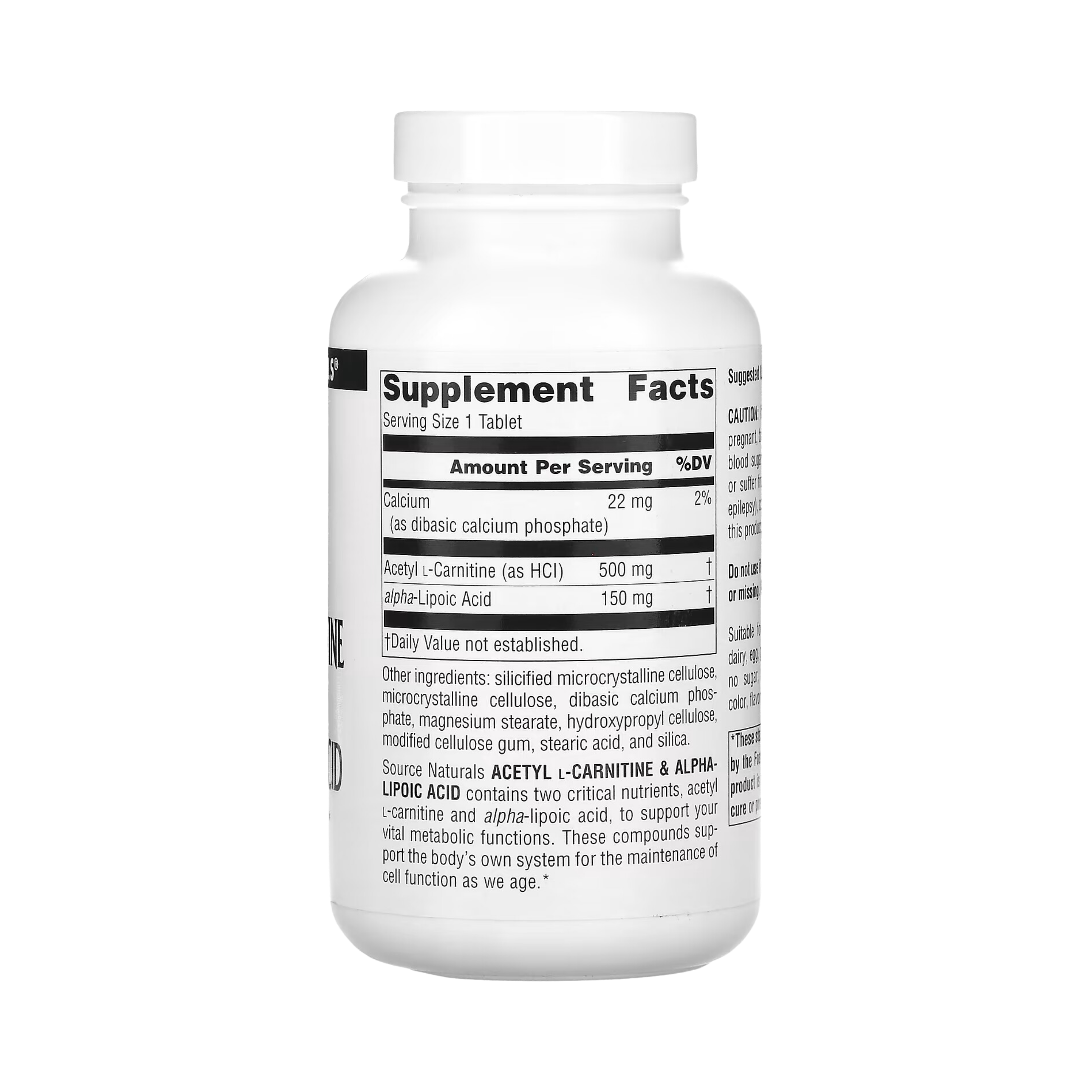 Source Naturals, Acetyl L-Carnitine & Alpha-Lipoic Acid, 650 Mg, 120 Tabs