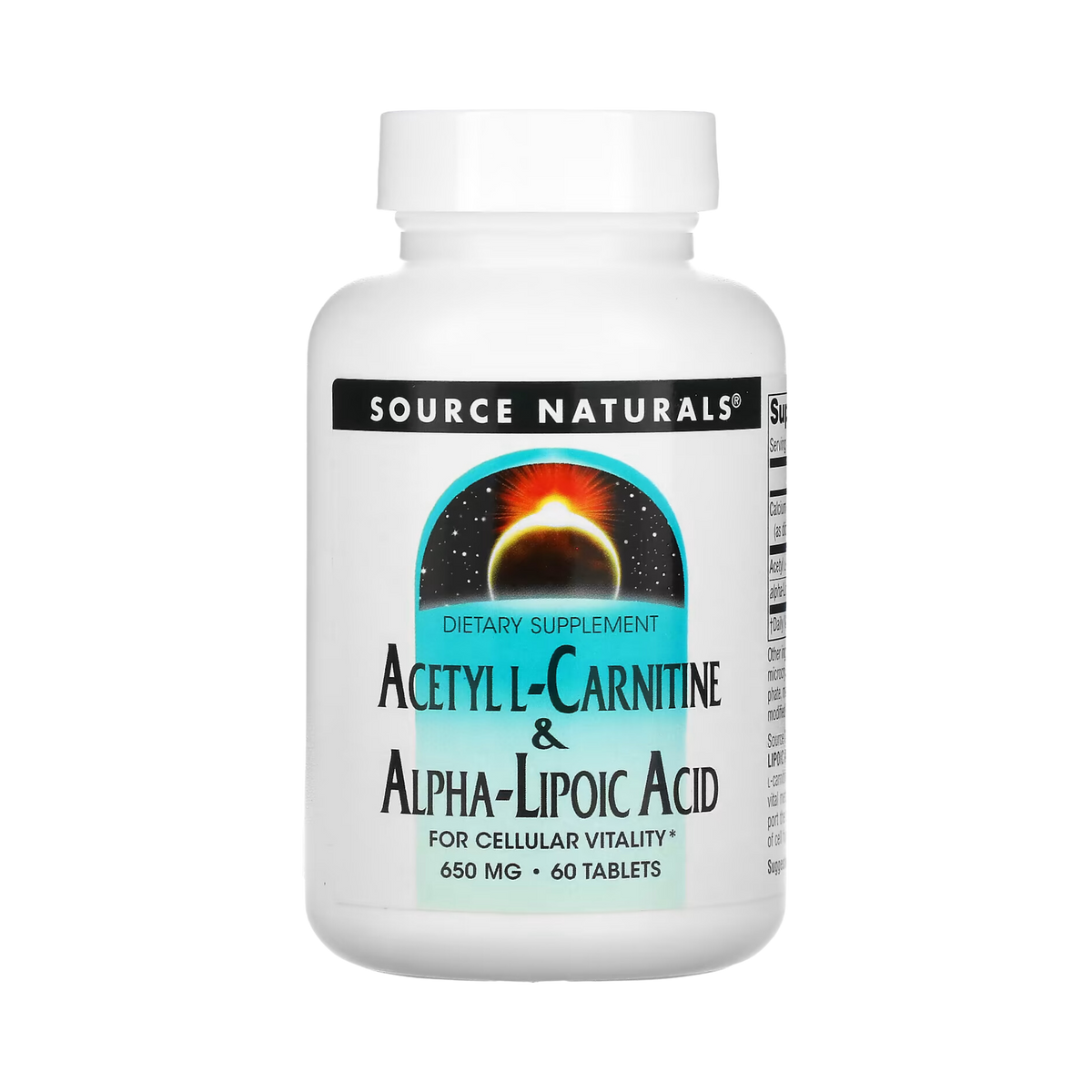 Source Naturals, Acetyl L-Carnitine & Alpha-Lipoic Acid, 650 Mg, 60 Tabs