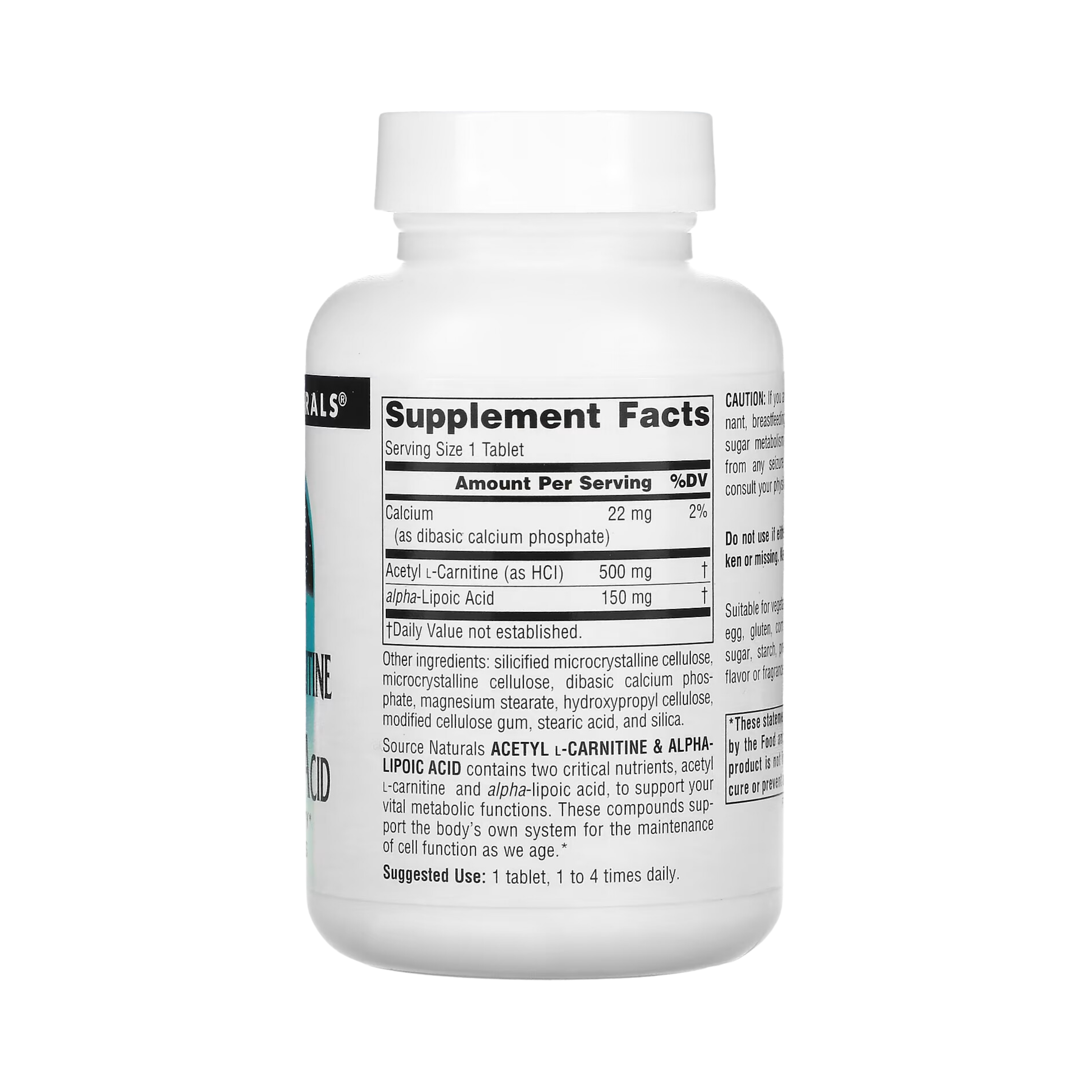 Source Naturals, Acetyl L-Carnitine & Alpha-Lipoic Acid, 650 Mg, 60 Tabs