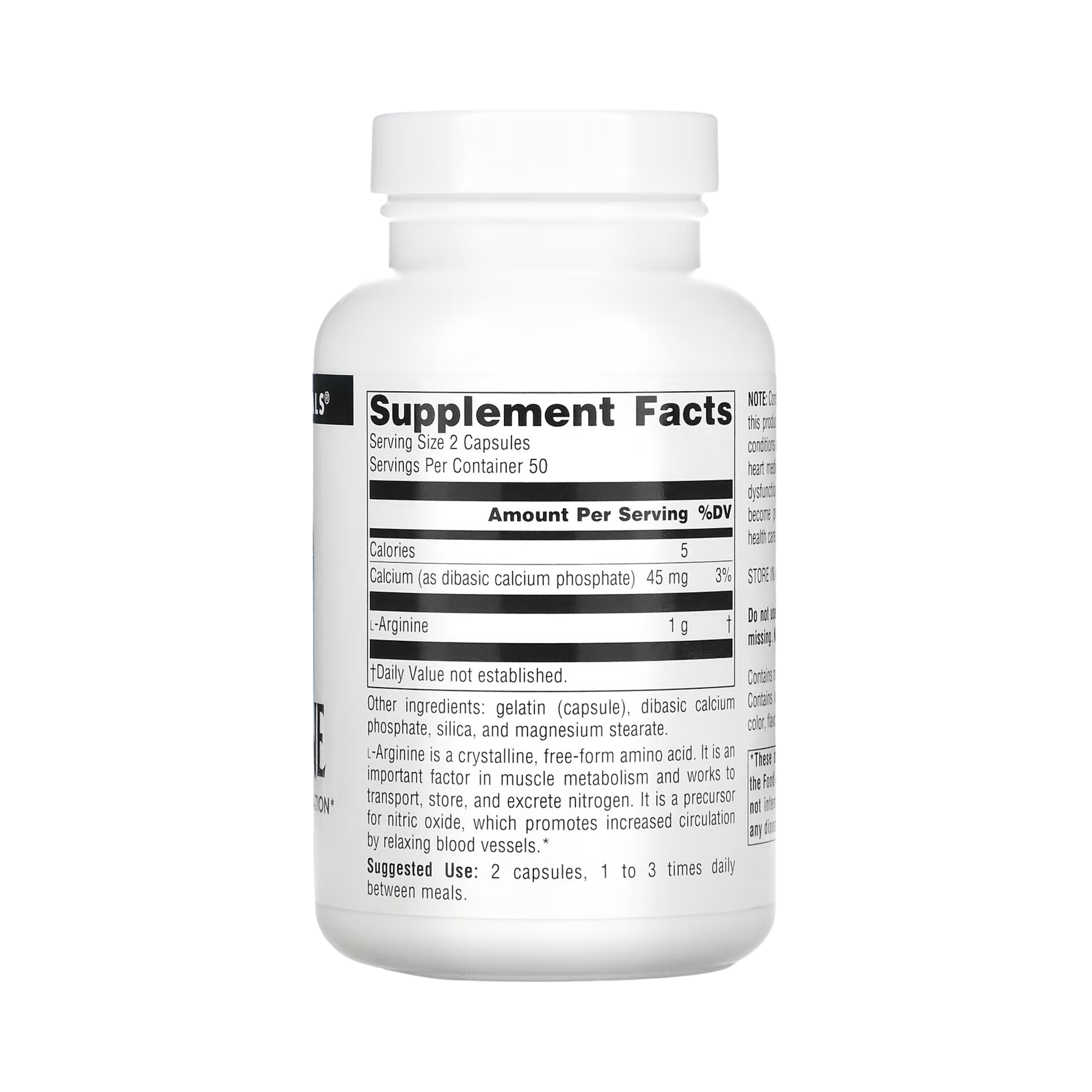 Source Naturals, L-Arginine, 500 Mg, 50 Capsules