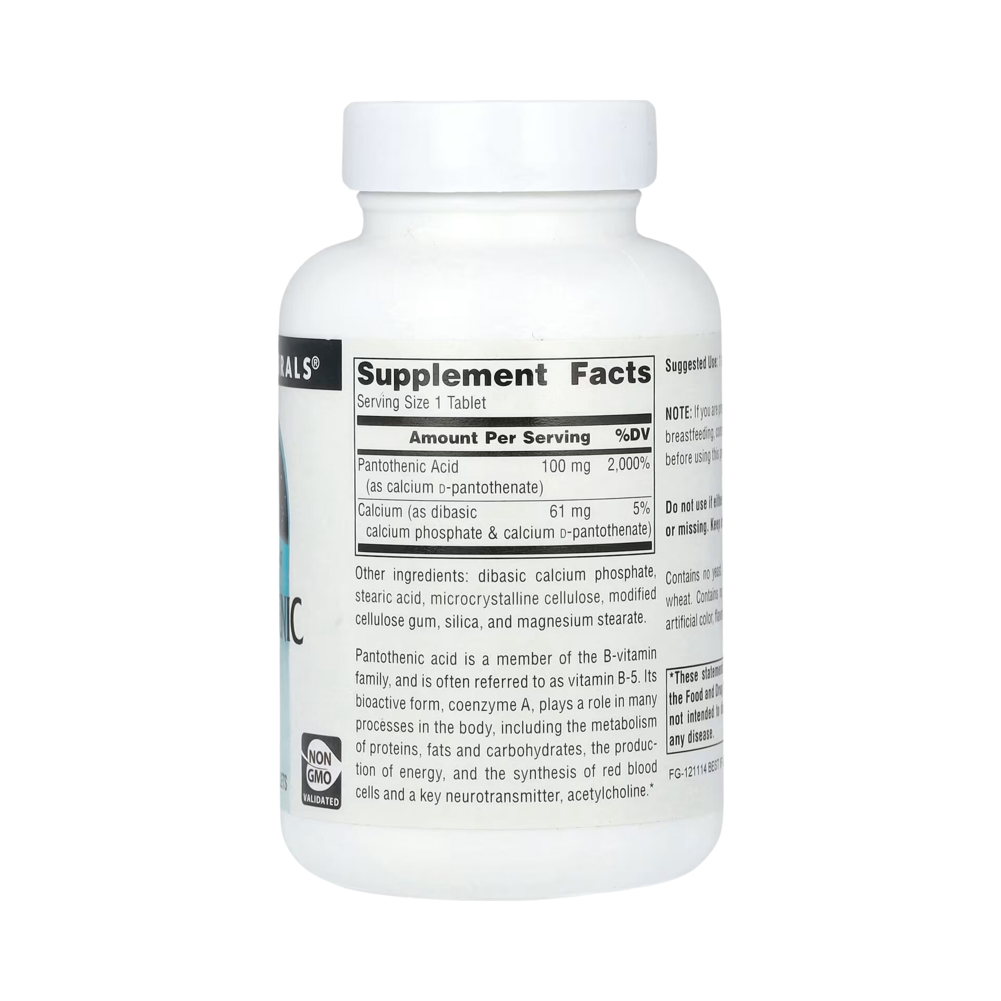 Source Naturals, Pantothenic Acid 100 Mg, 100 Tablets