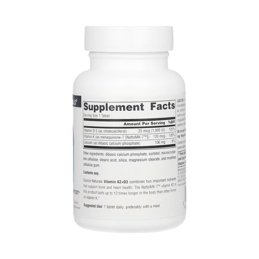 Source Naturals, Vitamin K2 + D3, 100 Mcg, 60 Tablets