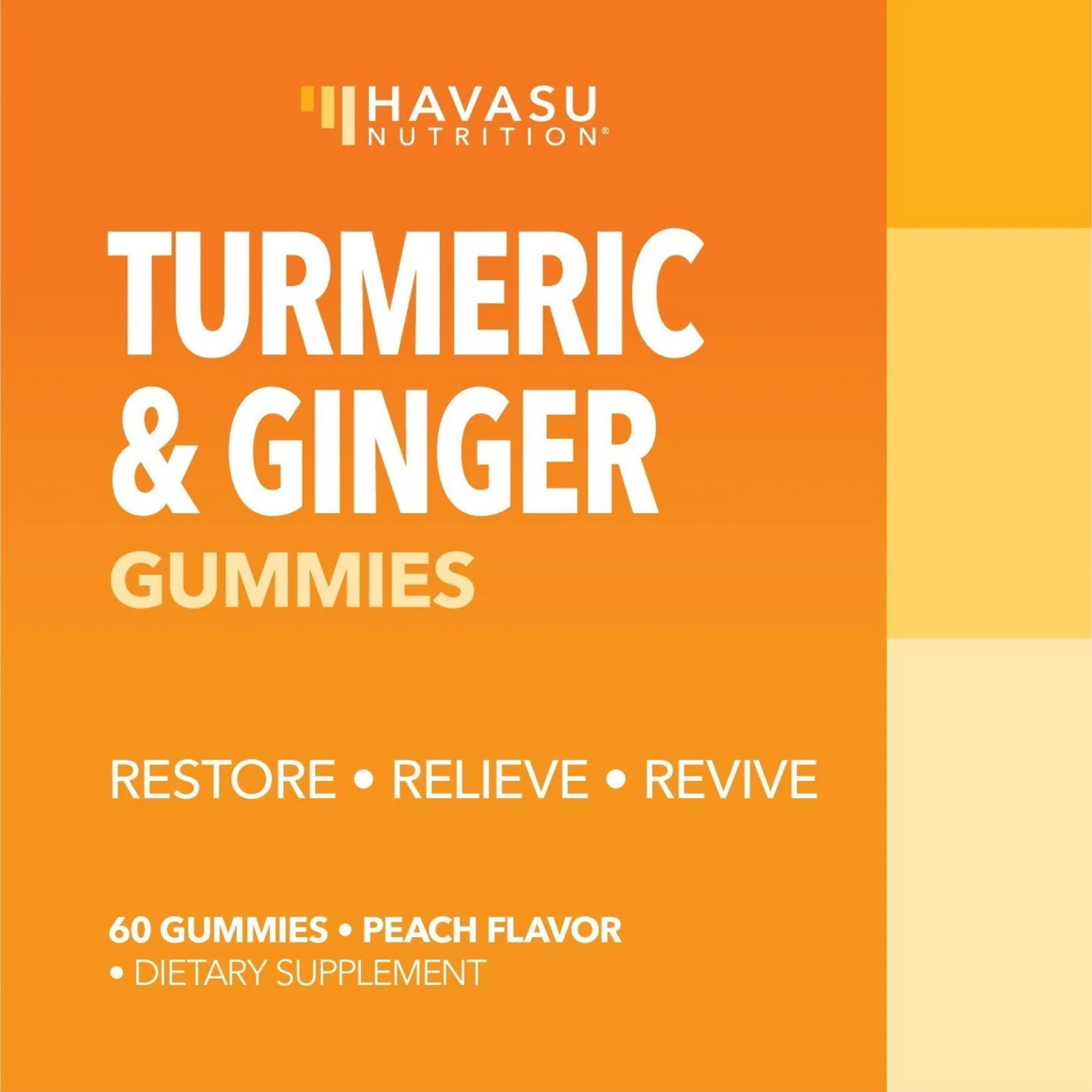 Havasu Nutrition, Turmeric & Ginger Gummies, Peach, 60 Gummies