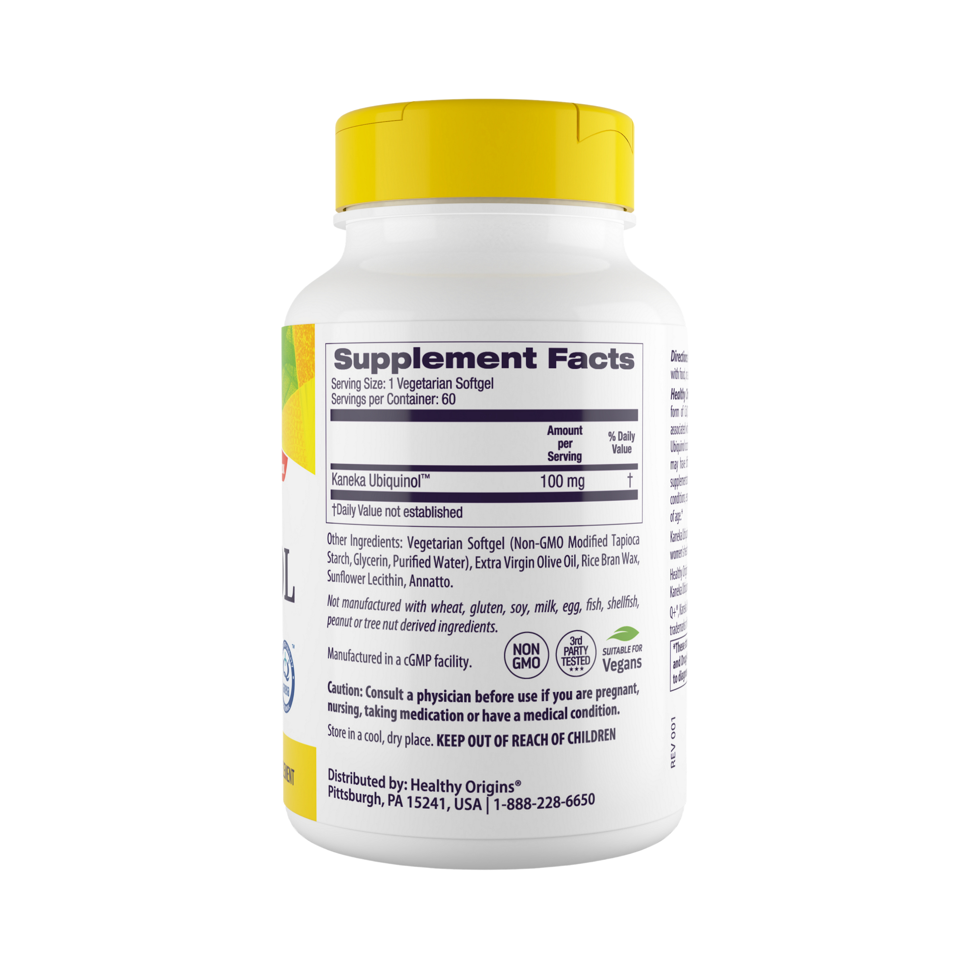 Healthy Origins, UBIQUINOL, Active From Of COQ10, Vegan 100 Mg, 60 Veggie Caps