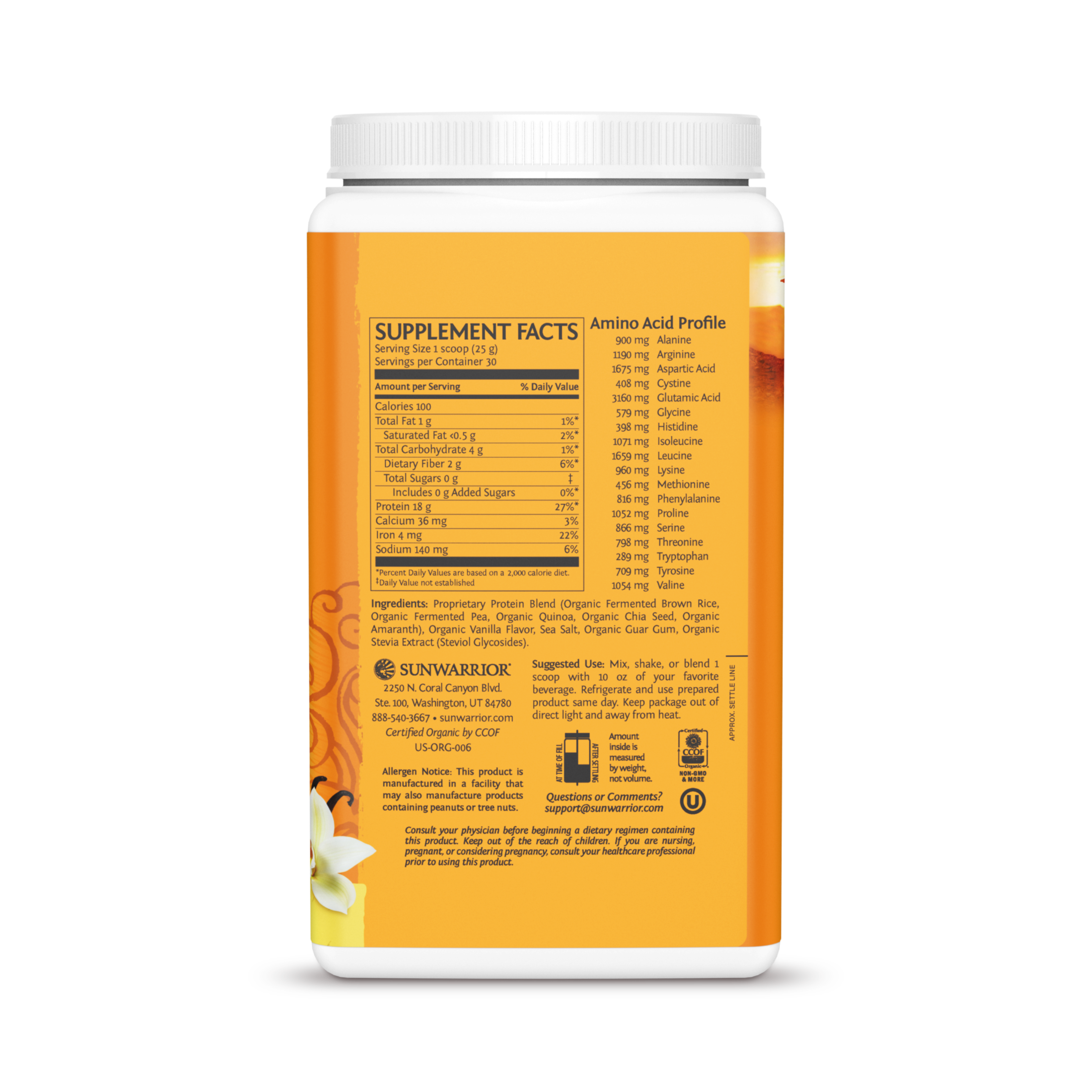 Sunwarrior, Classic Plus Protein, Vanilla, 750 g
