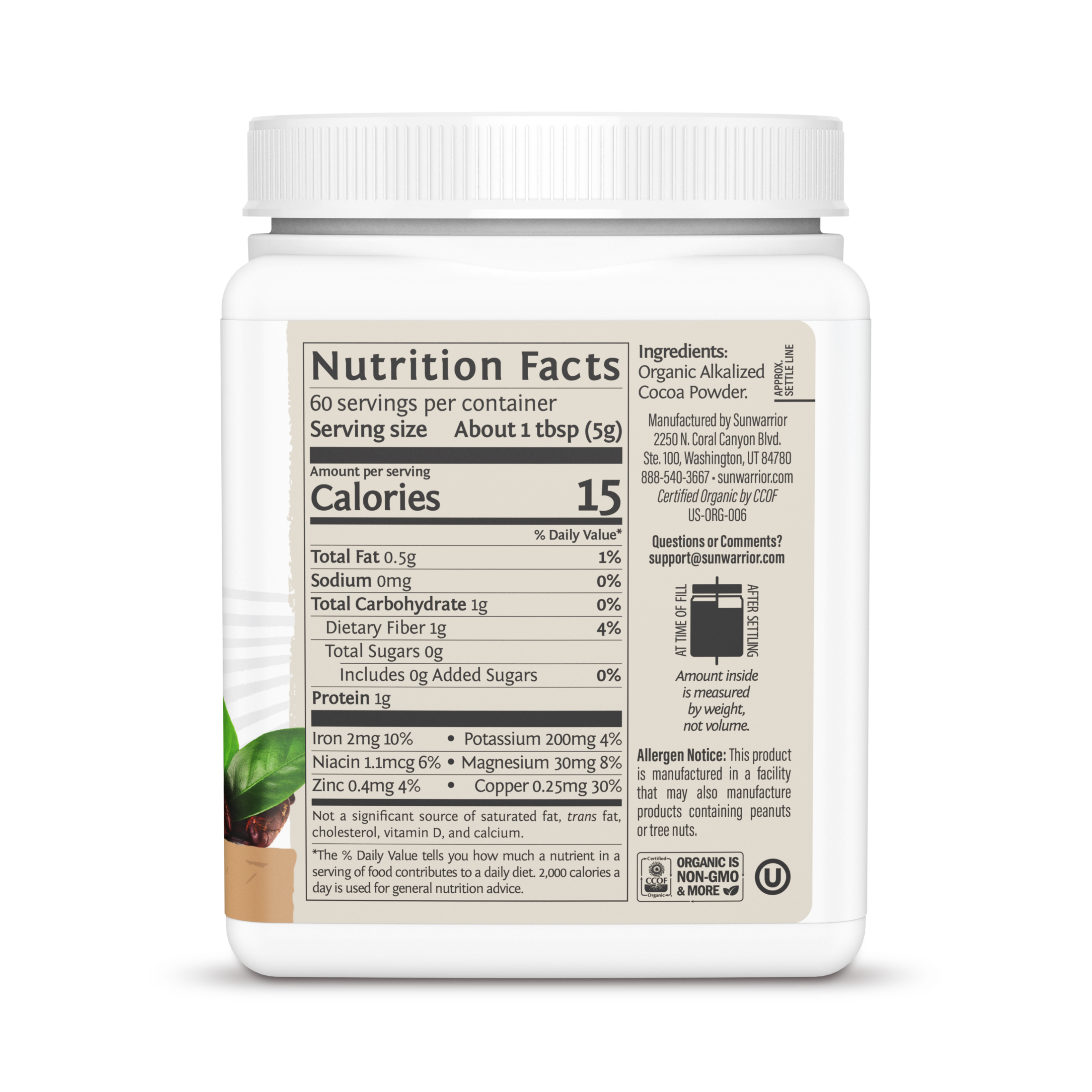 Sunwarrior, Harvest Cocoa Powder, Chocolate, 300 gm