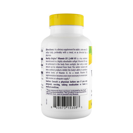 Healthy Origins, Vitamin DЗ Gels, 2400 IU, Lanolin, 360 Softgels