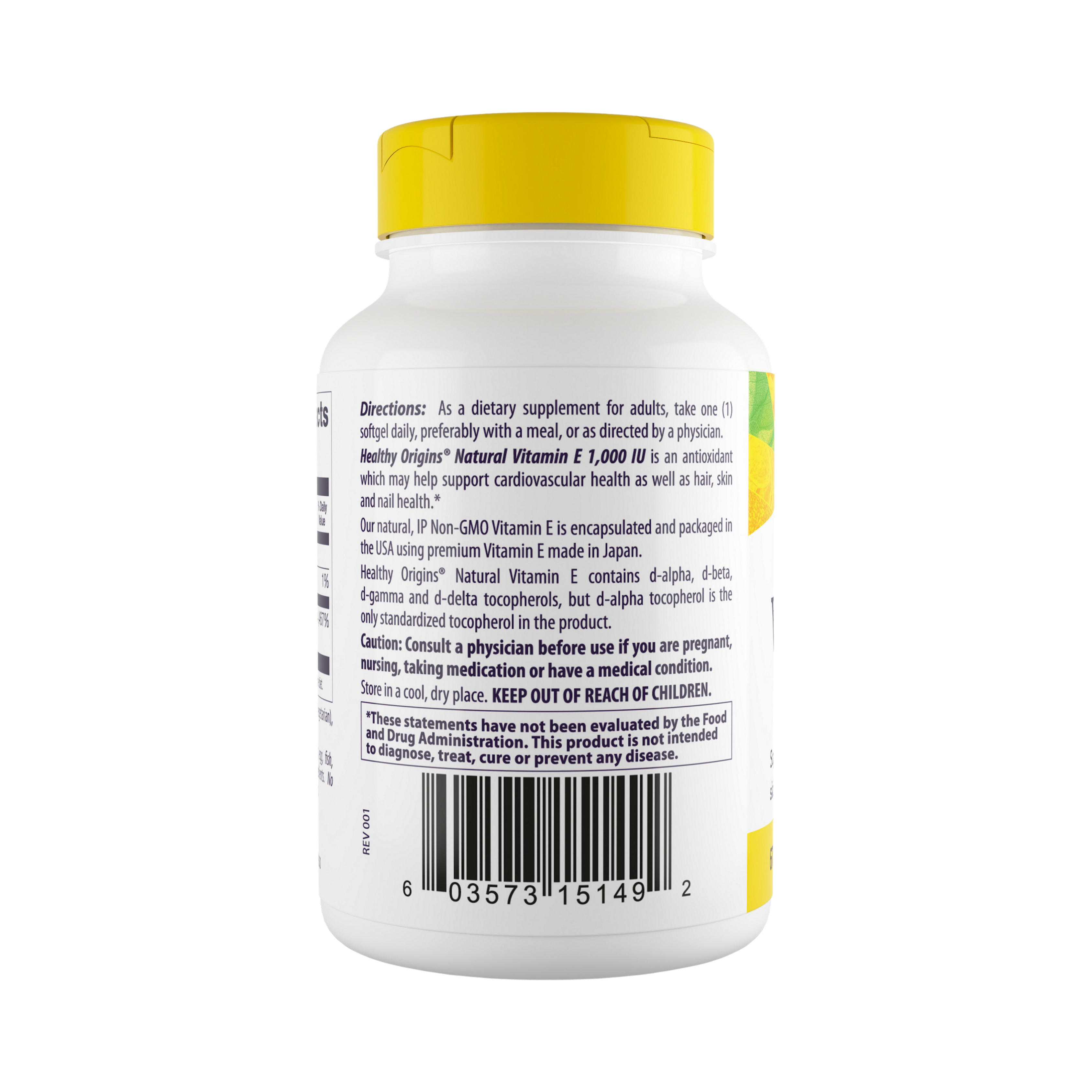 Healthy Origins, Vitamin E, 1000 IU, Natural MIxed Toco, 60 Softgels