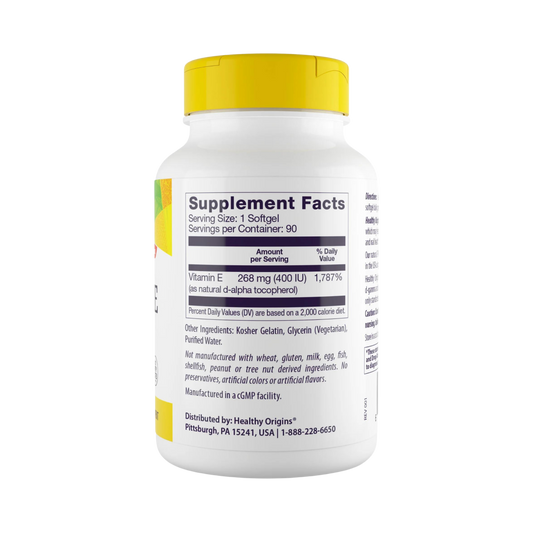 Healthy Origins, Vitamin E, 400 IU, Natural MIxed Toco, 180 Softgels