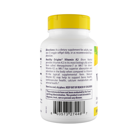 Healthy Origins, Vitamin K2 As MK-7, 100 Mcg, 180 Veggie Gels