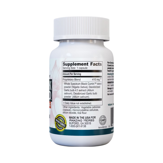 Amazing Herbs, Whole Spectrum Black Seed with High Potency Garlic, 100 Caps