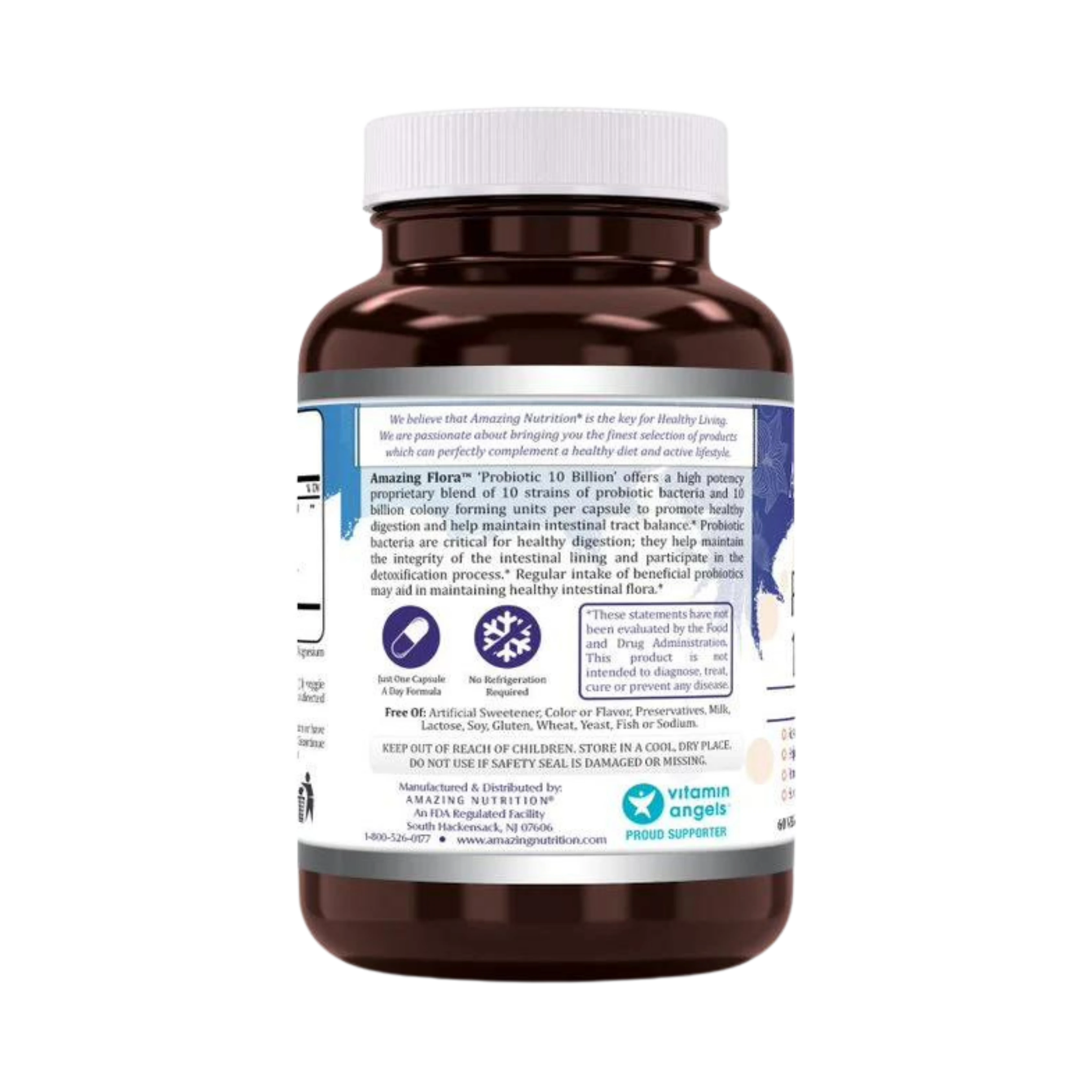 Amazing Flora, Probiotic 10 Billion 10 Probiotic Strains, 60 Capsules