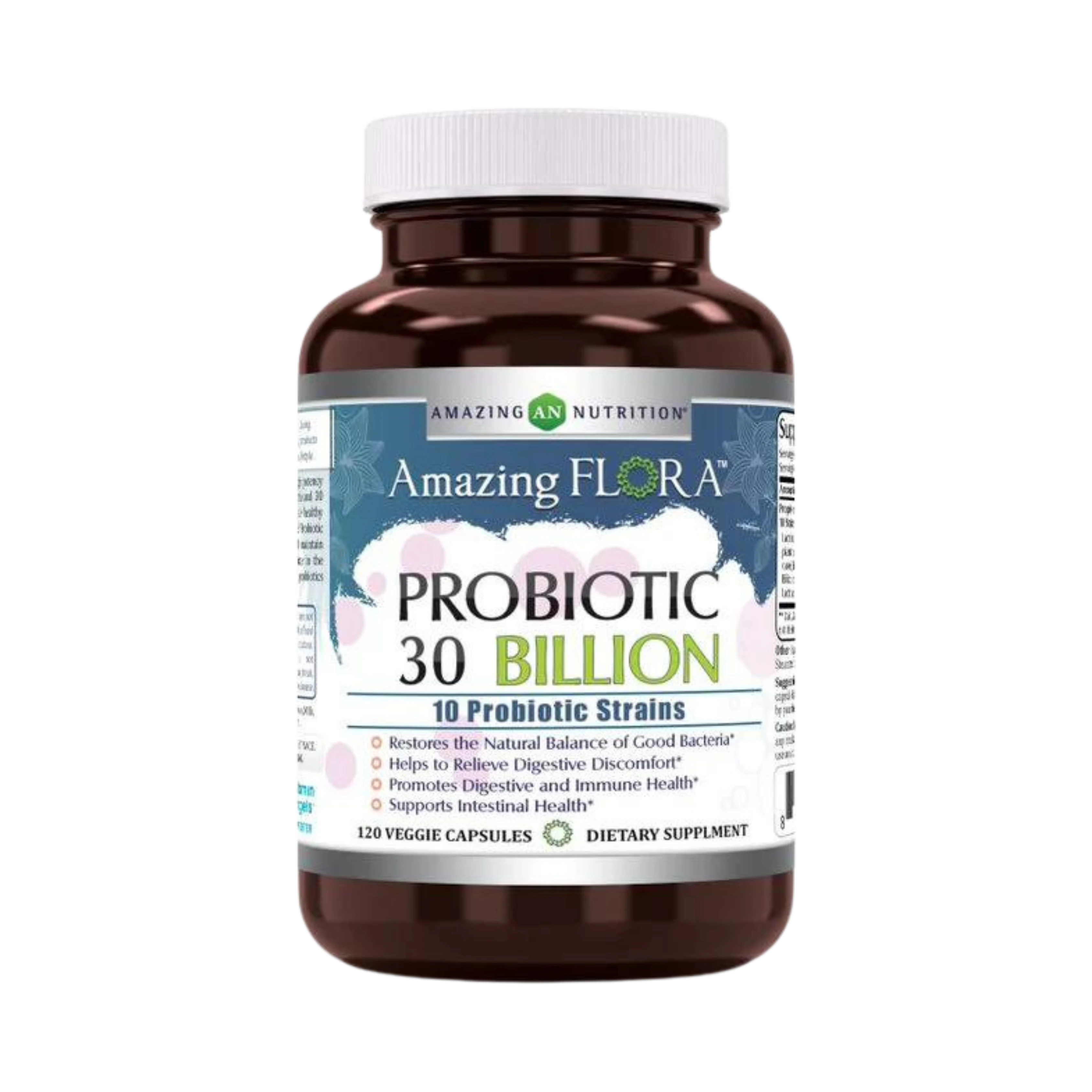 Amazing Flora, Probiotic 30 Billion 10 Probiotic Strains, 120 Capsules