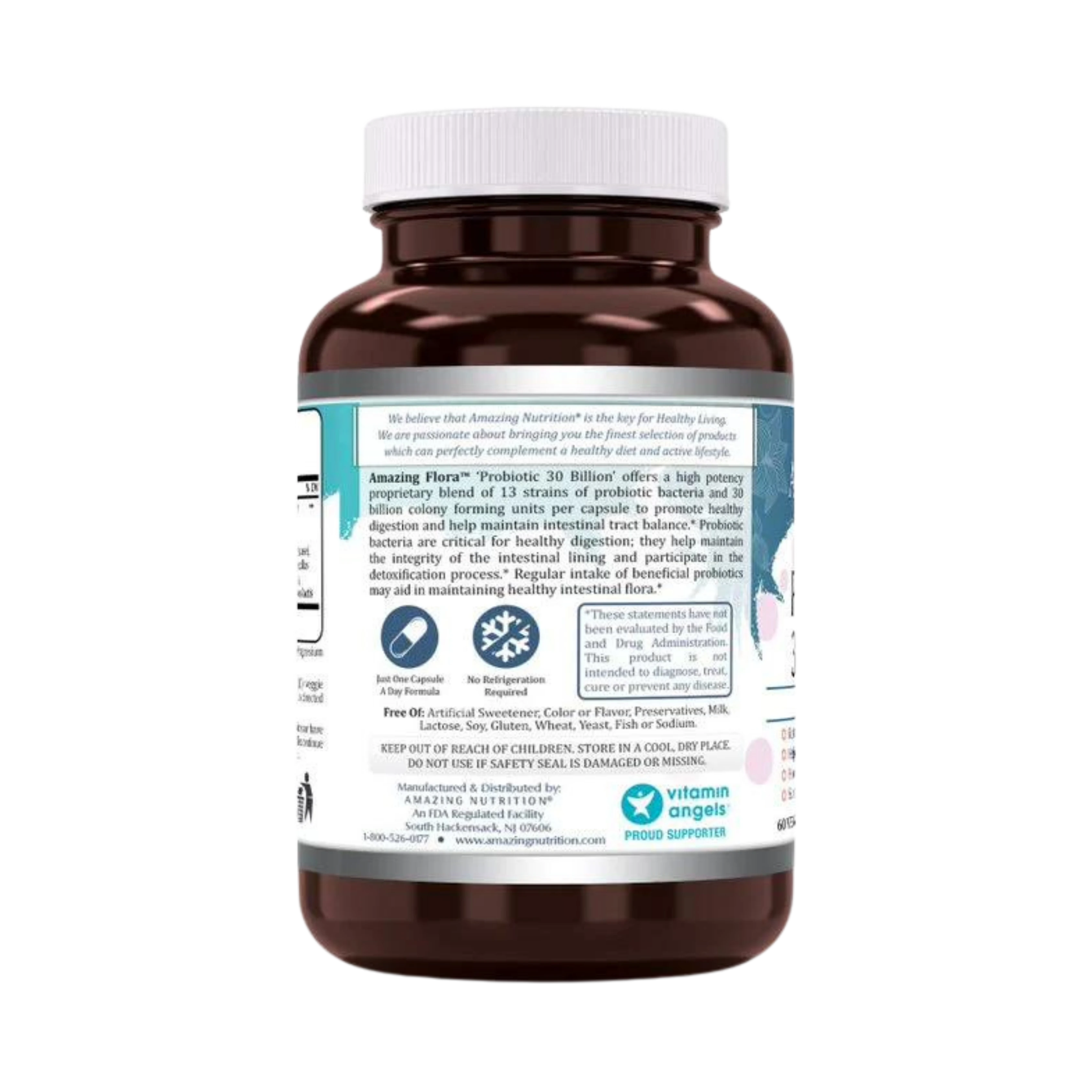 Amazing Flora, Probiotic 30 Billion 13 Probiotic Strains, 60 Vegetarian Capsules