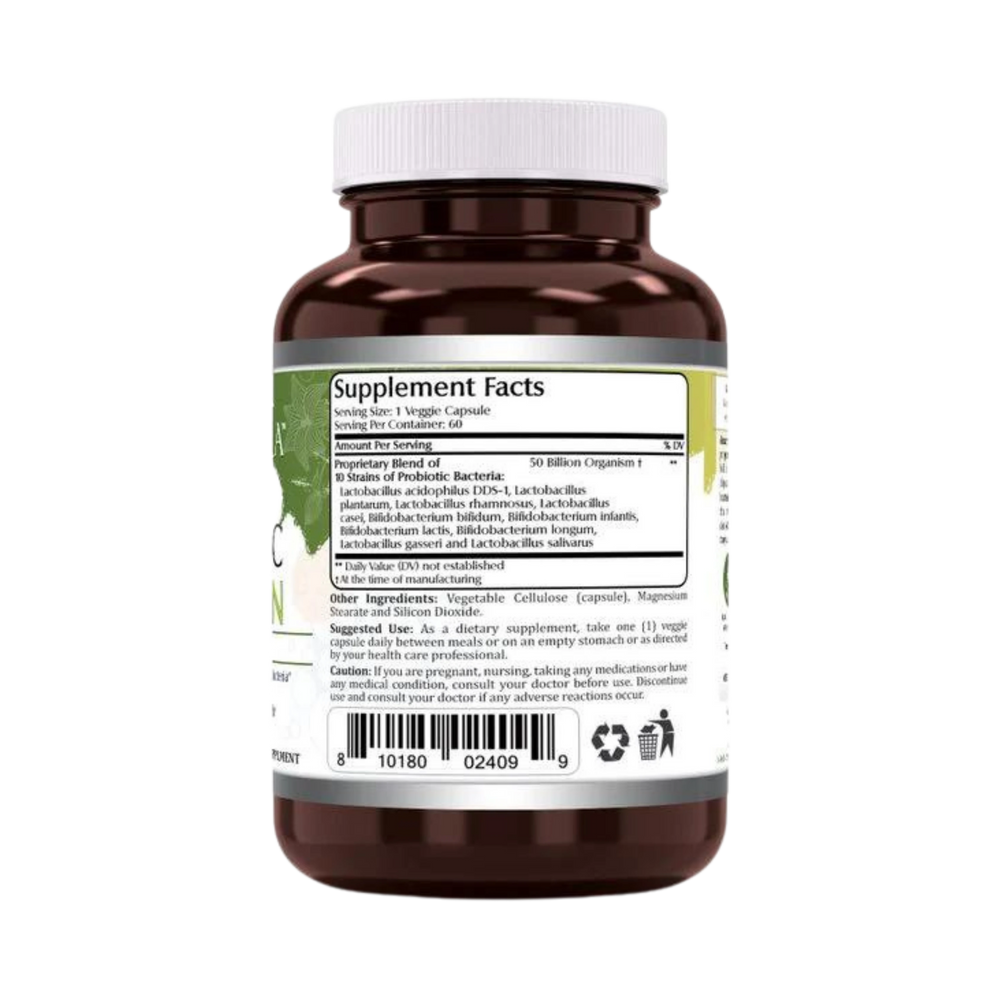 Amazing Flora, Probiotic 50 Billion 10 Probiotic Strains, 60 Vegetarian Capsules