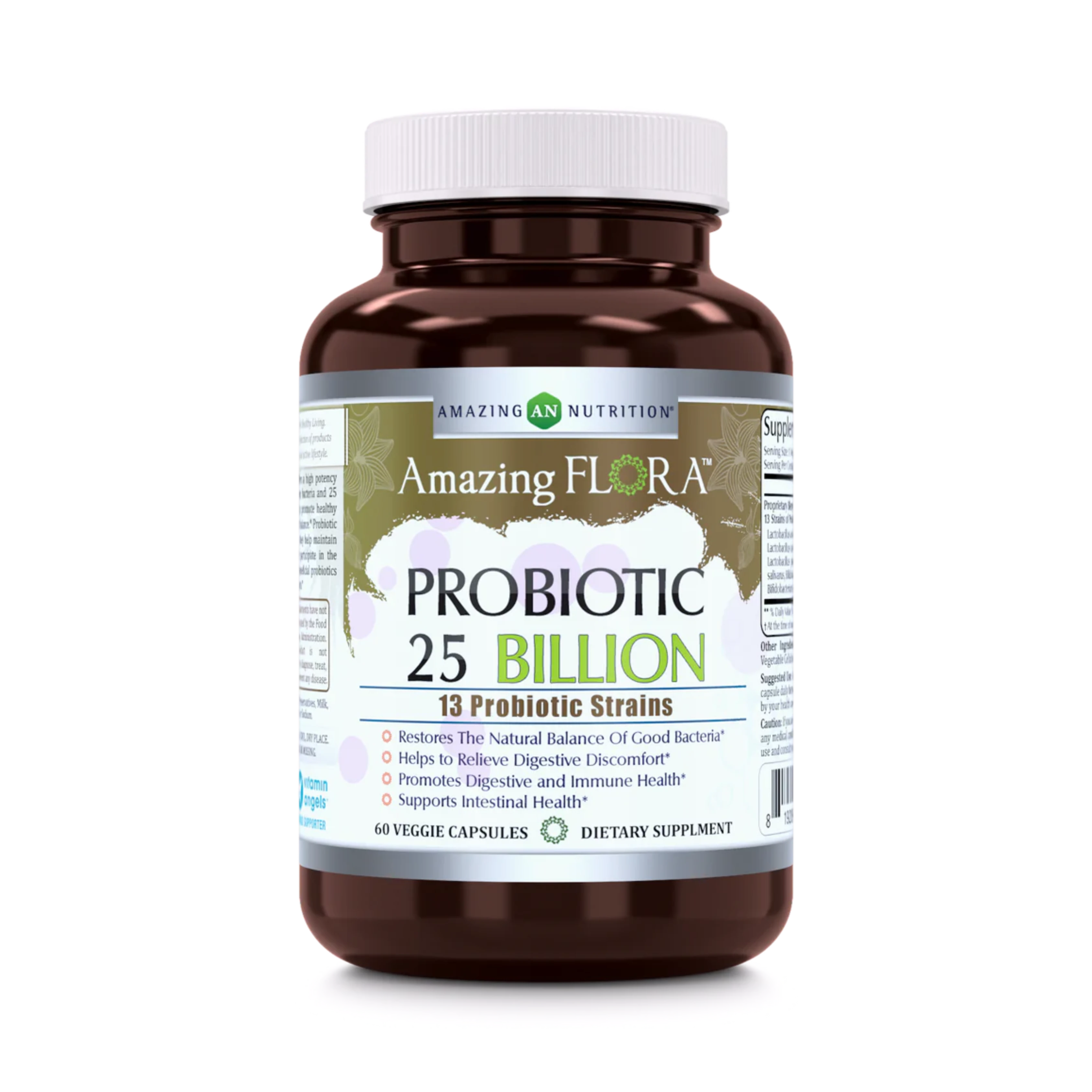 Amazing Flora, USDA Certified Organic Probiotic, 25 Billion 13 Strains, 60 Organic Tablets