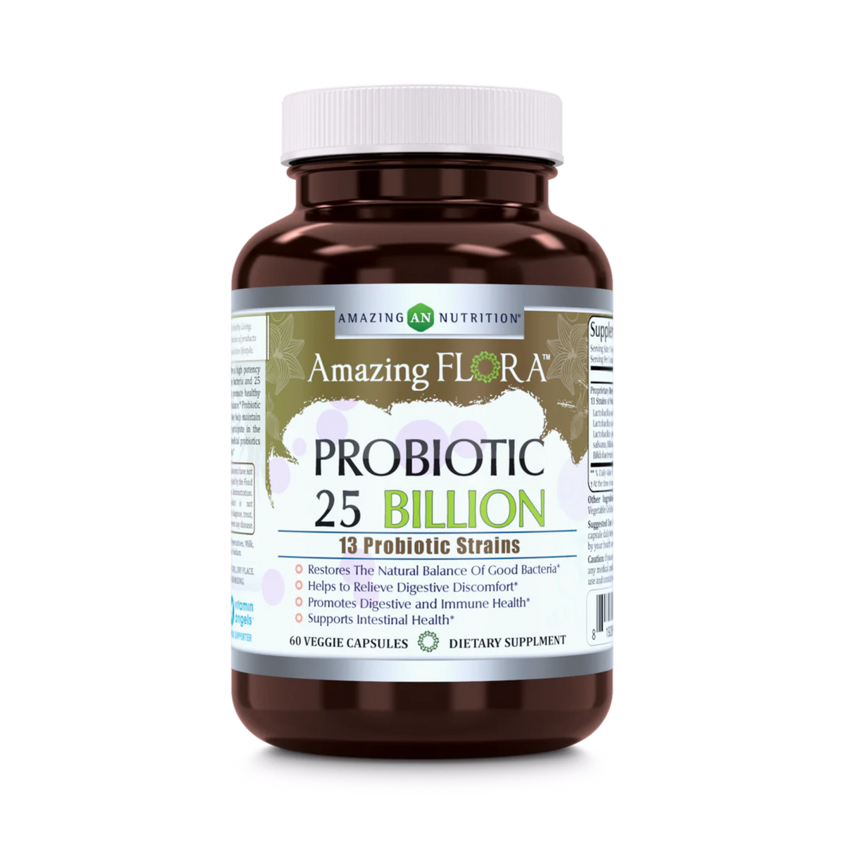 Amazing Flora, USDA Certified Organic Probiotic, 25 Billion 13 Strains, 60 Organic Tablets