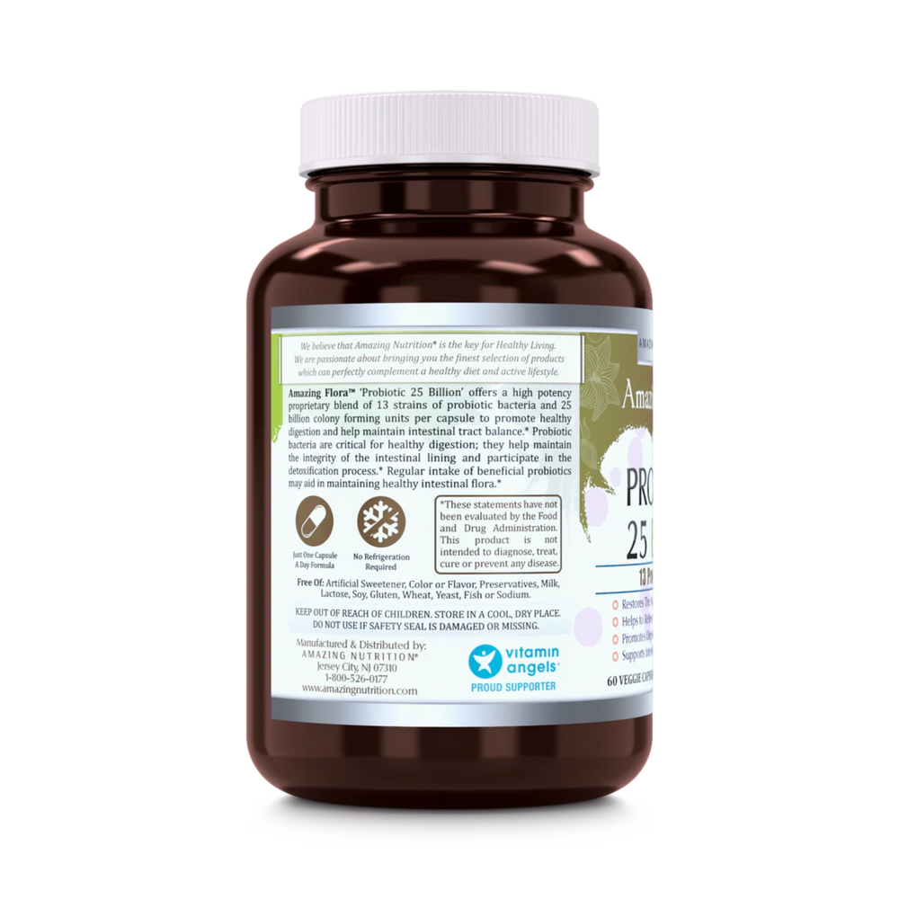 Amazing Flora, USDA Certified Organic Probiotic, 25 Billion 13 Strains, 60 Organic Tablets