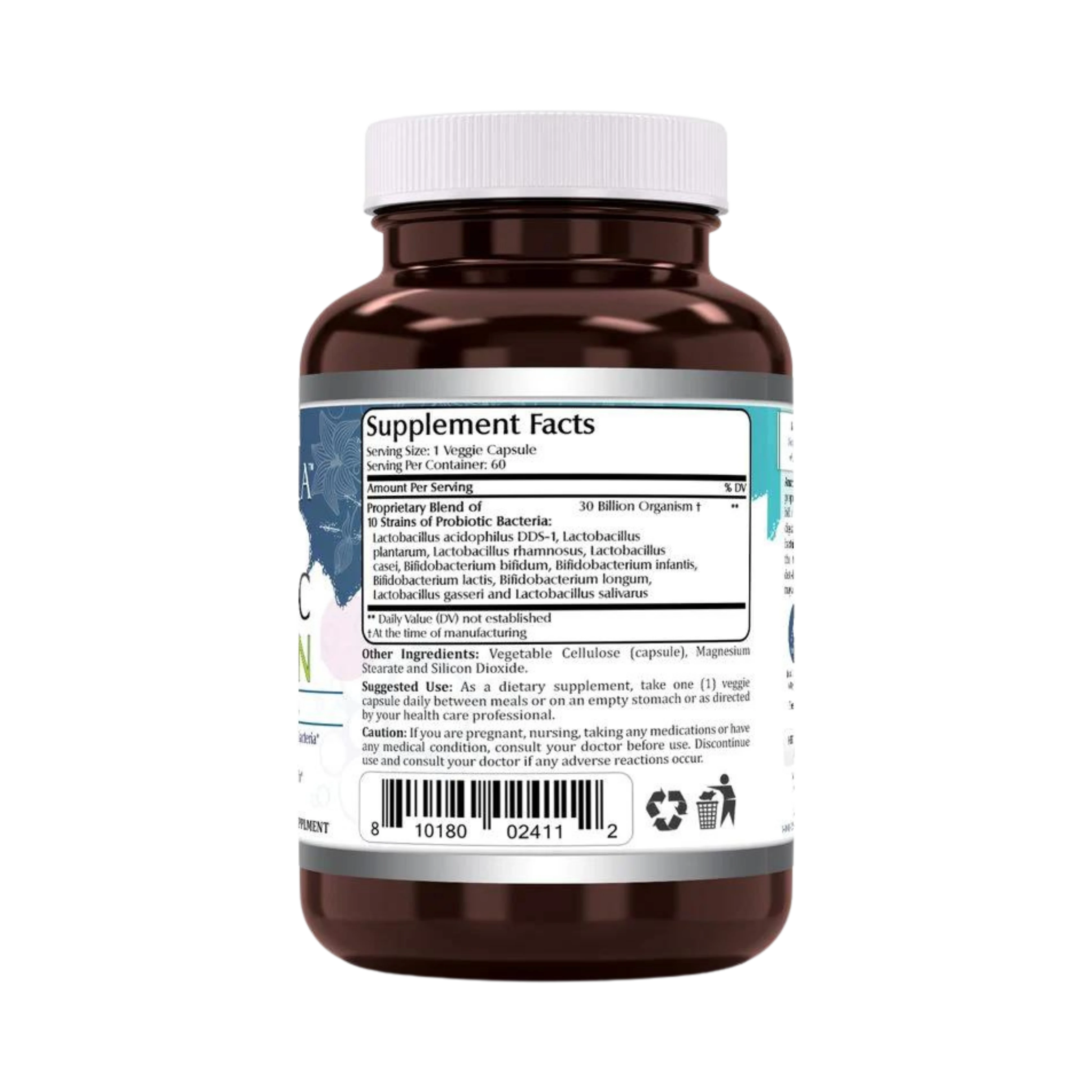 Amazing Flora, USDA Certified Organic Probiotic, 30 Billion 10 Strains, 60 Organic Tablets
