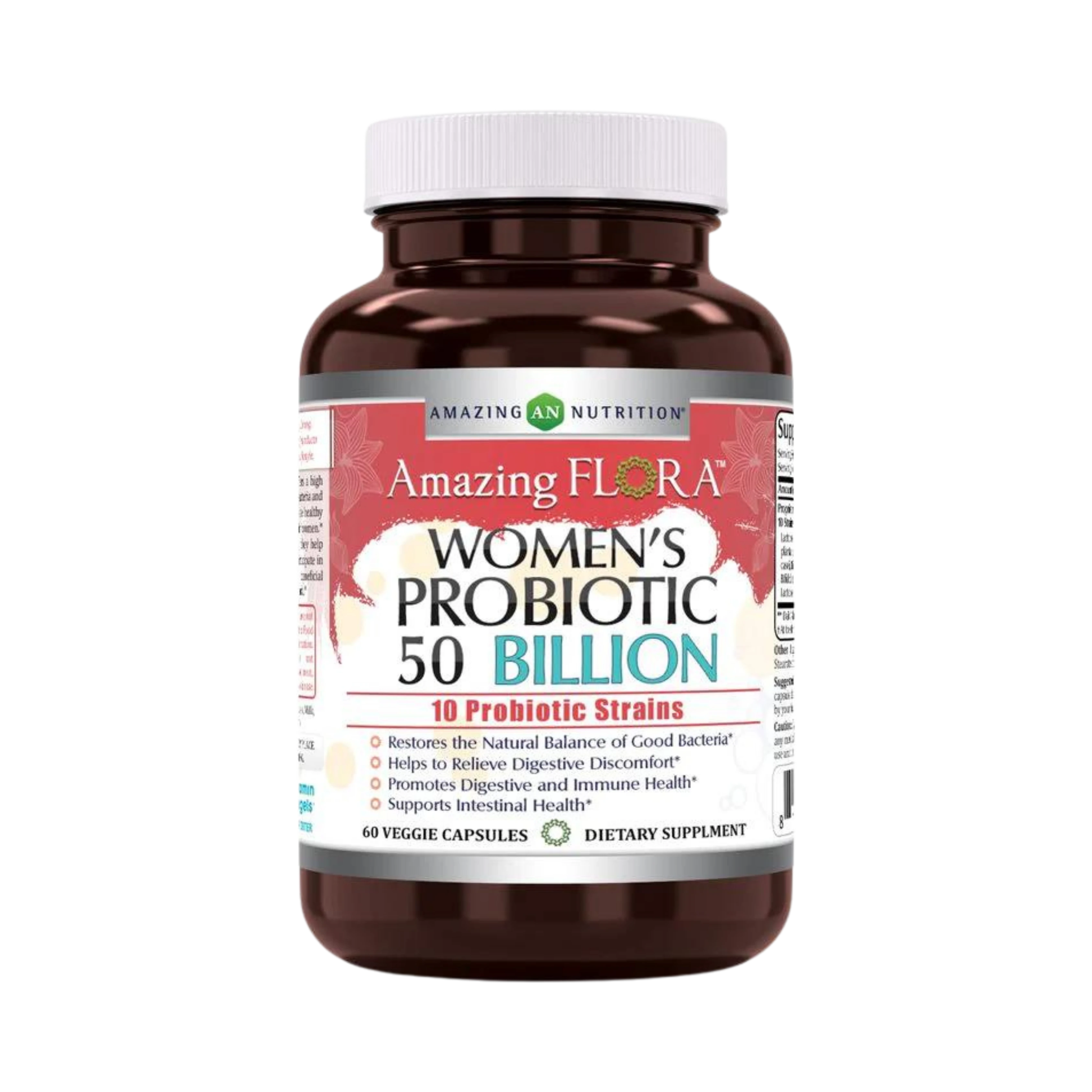 Amazing Flora, Women's Probiotic 50 Billion 10 Probiotic Strains, 60 Vegetarian Capsules