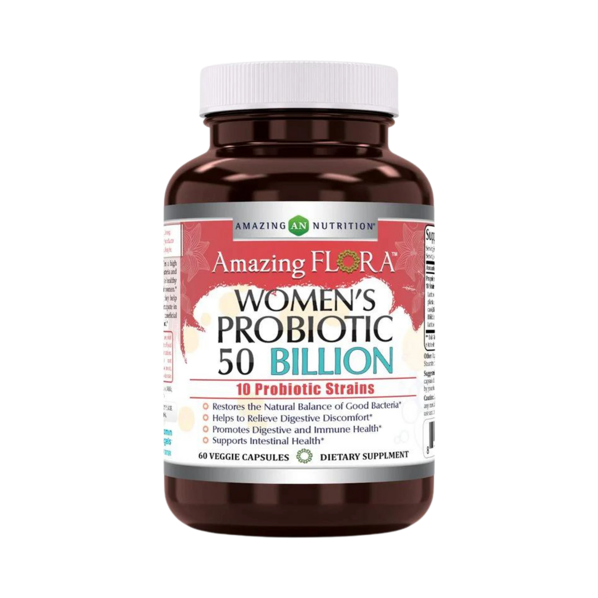 Amazing Flora, Women's Probiotic 50 Billion 10 Probiotic Strains, 60 Vegetarian Capsules