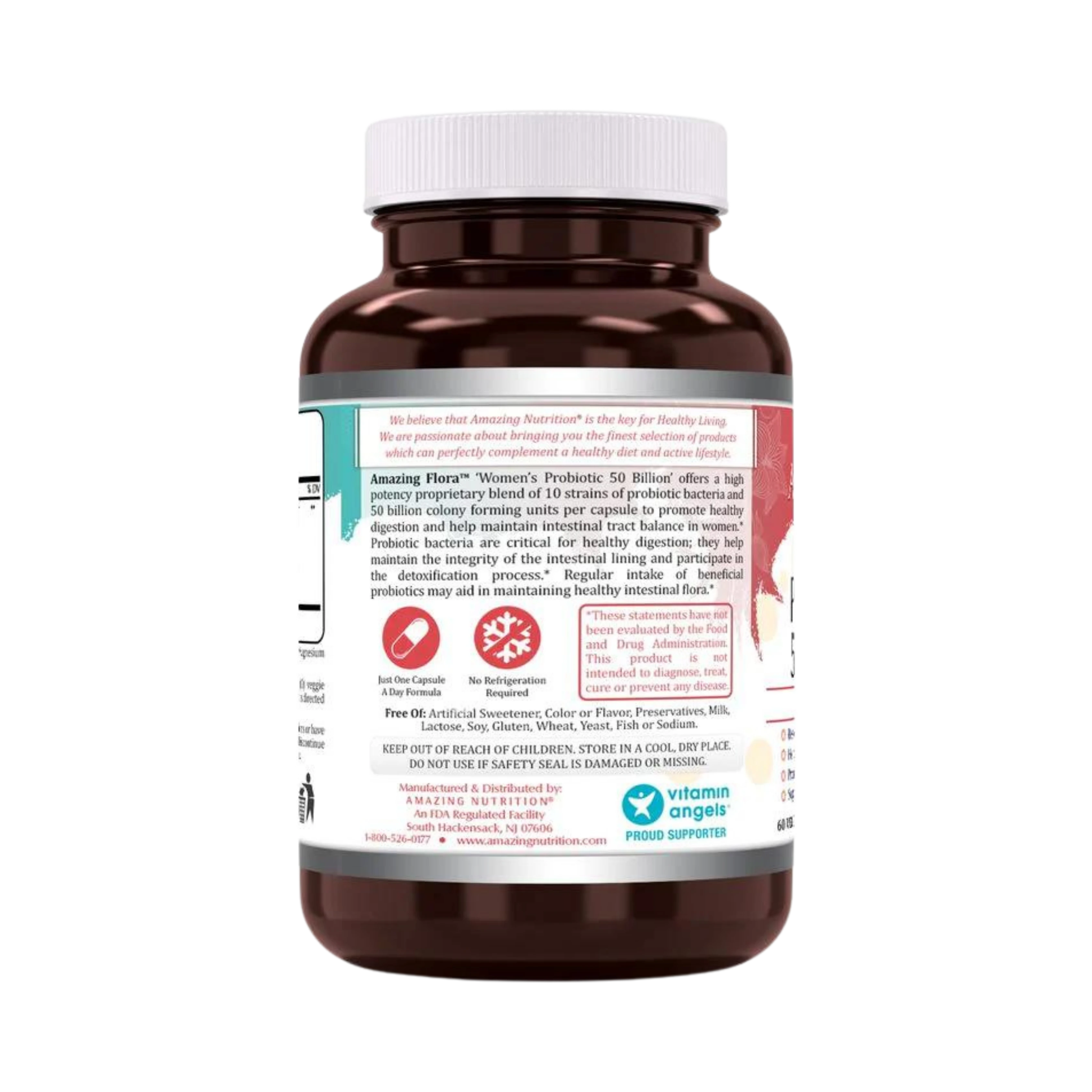 Amazing Flora, Women's Probiotic 50 Billion 10 Probiotic Strains, 60 Vegetarian Capsules