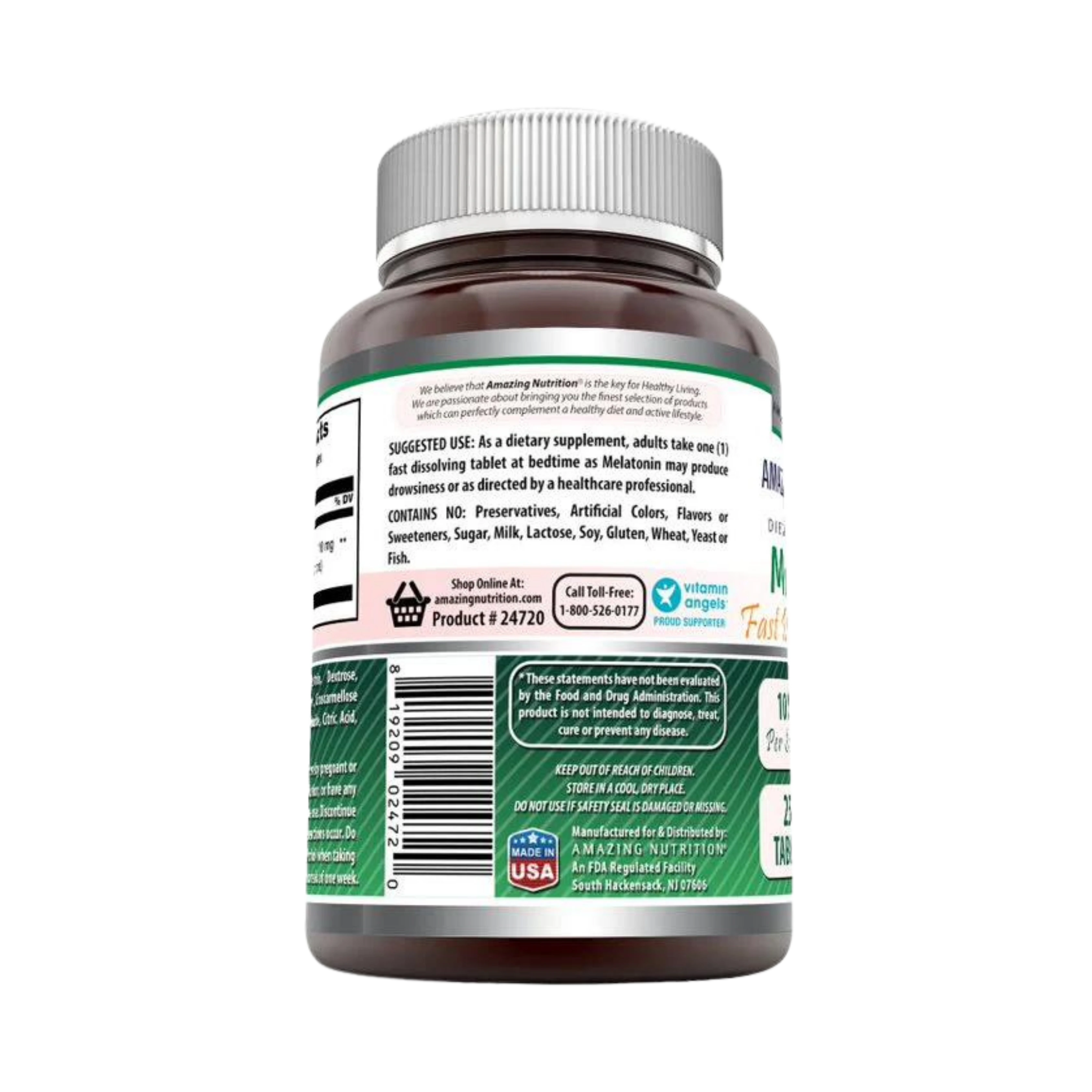 Amazing Formulas, Melatonin Quick Dissolve, Citrus Flavor, 10 Mg, 250 Tablets
