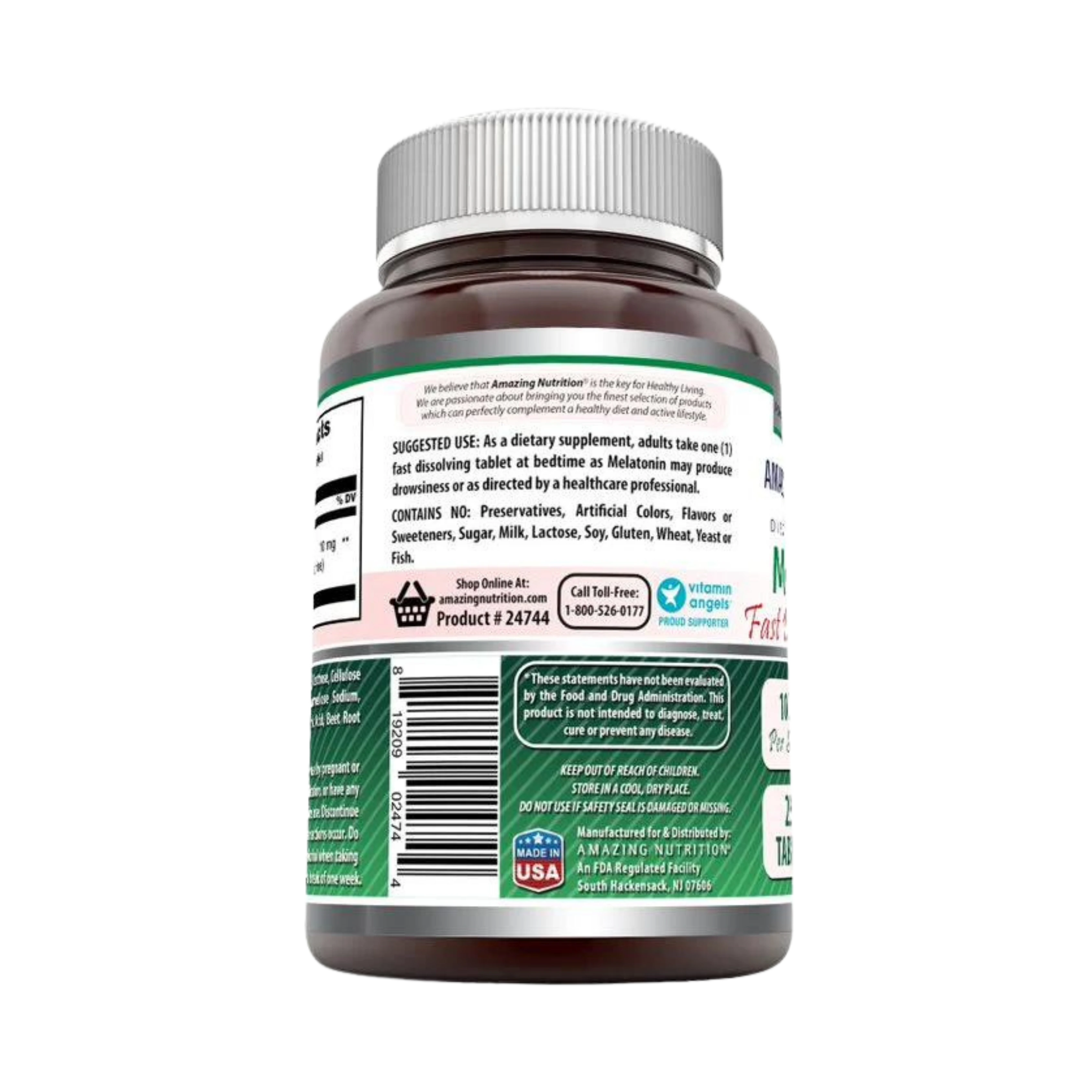 Amazing Formulas, Melatonin Quick Dissolve, Strawberry Flavor, 10 Mg, 250Tablets