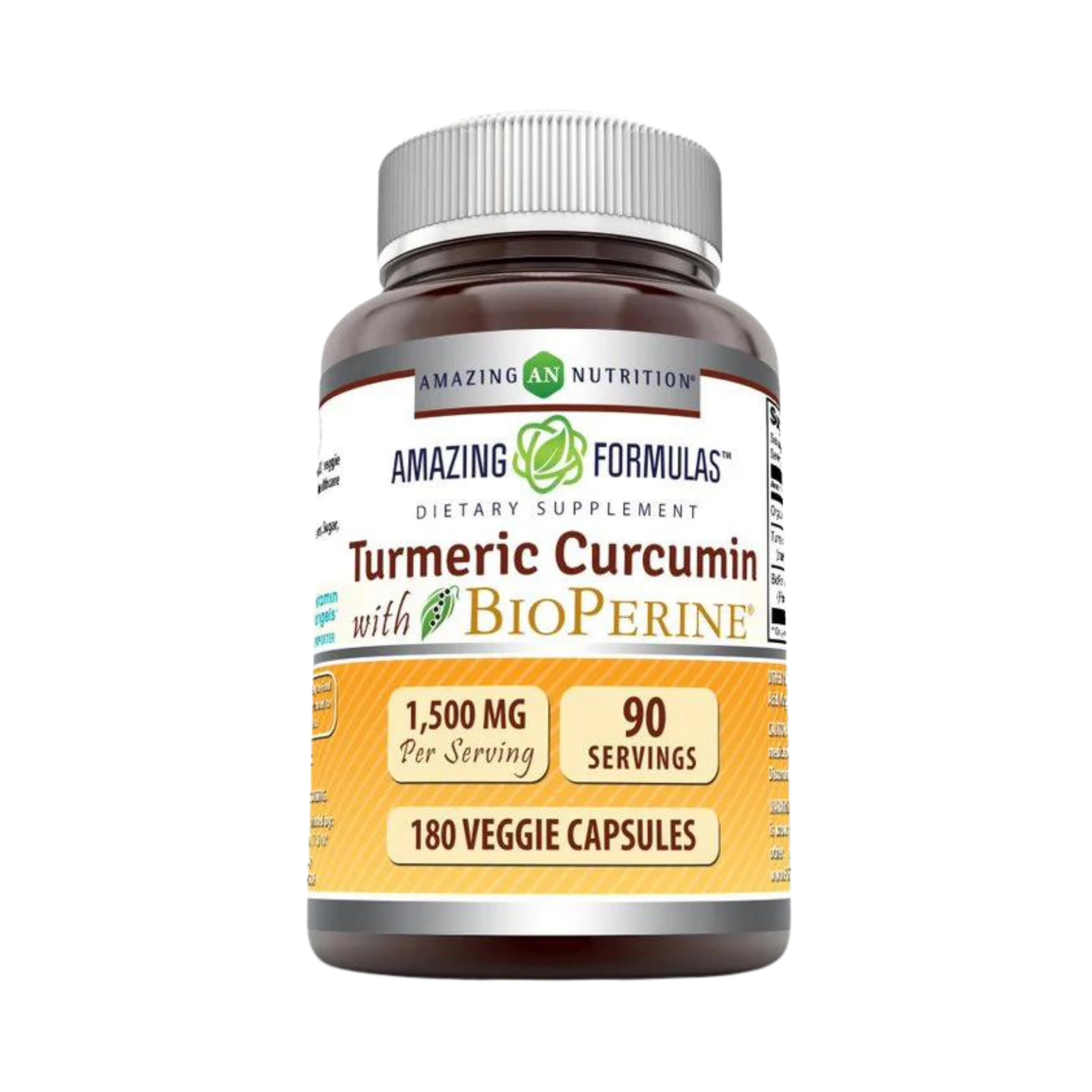 Amazing Formulas, Turmeric Curcumin & Ginger with BioPerine, 1500 Mg, 180 Veggie Capsules