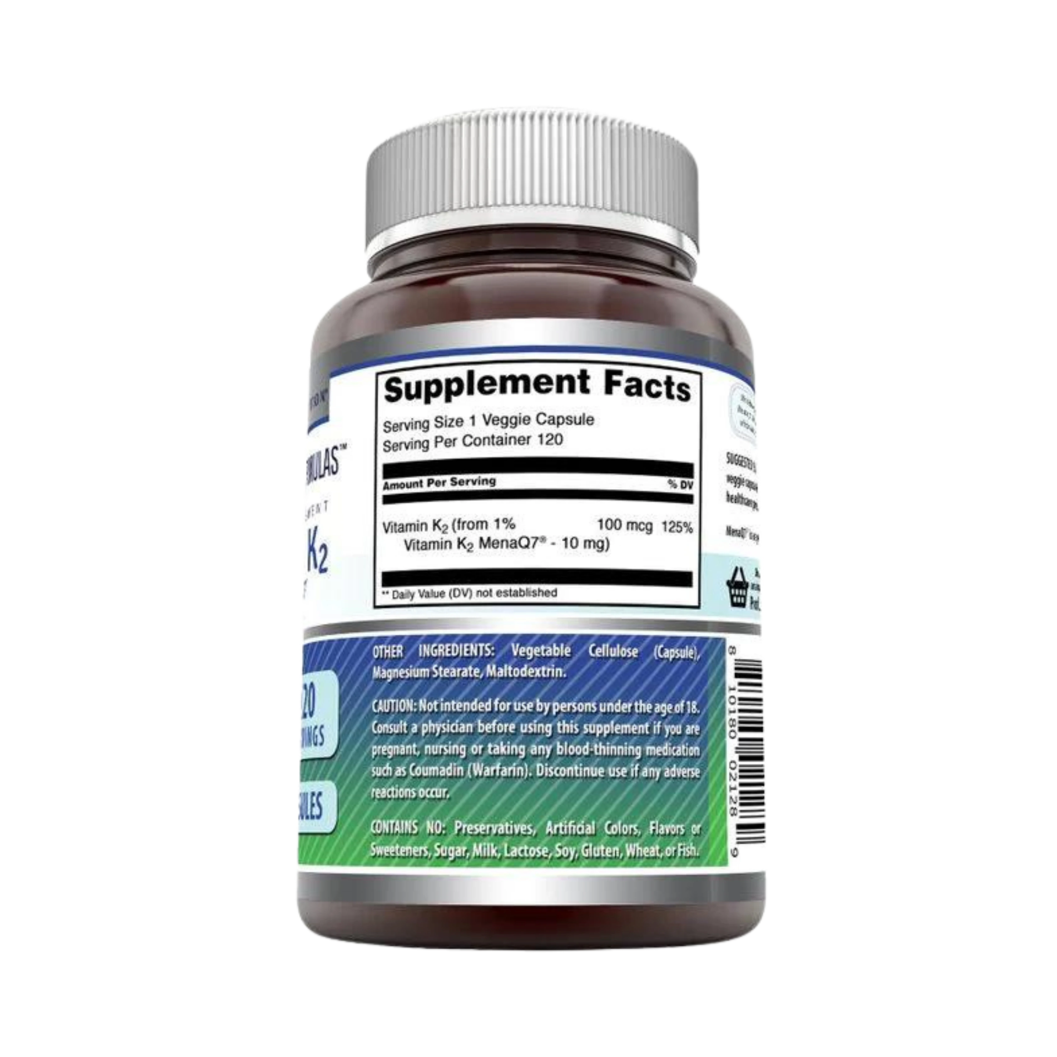 Amazing Formulas, Vitamin K2 MenaQ7, 100 Mcg, 120 Veggie Capsules