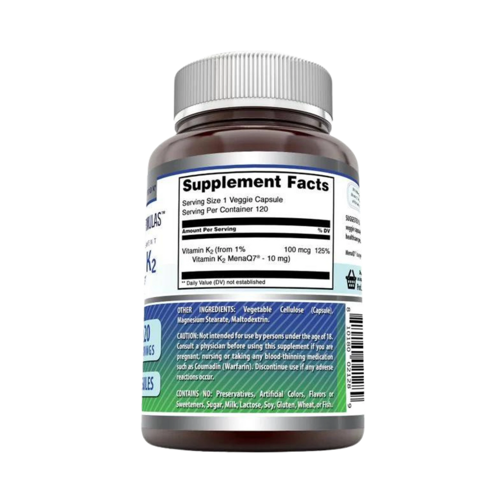 Amazing Formulas, Vitamin K2 MenaQ7, 100 Mcg, 120 Veggie Capsules