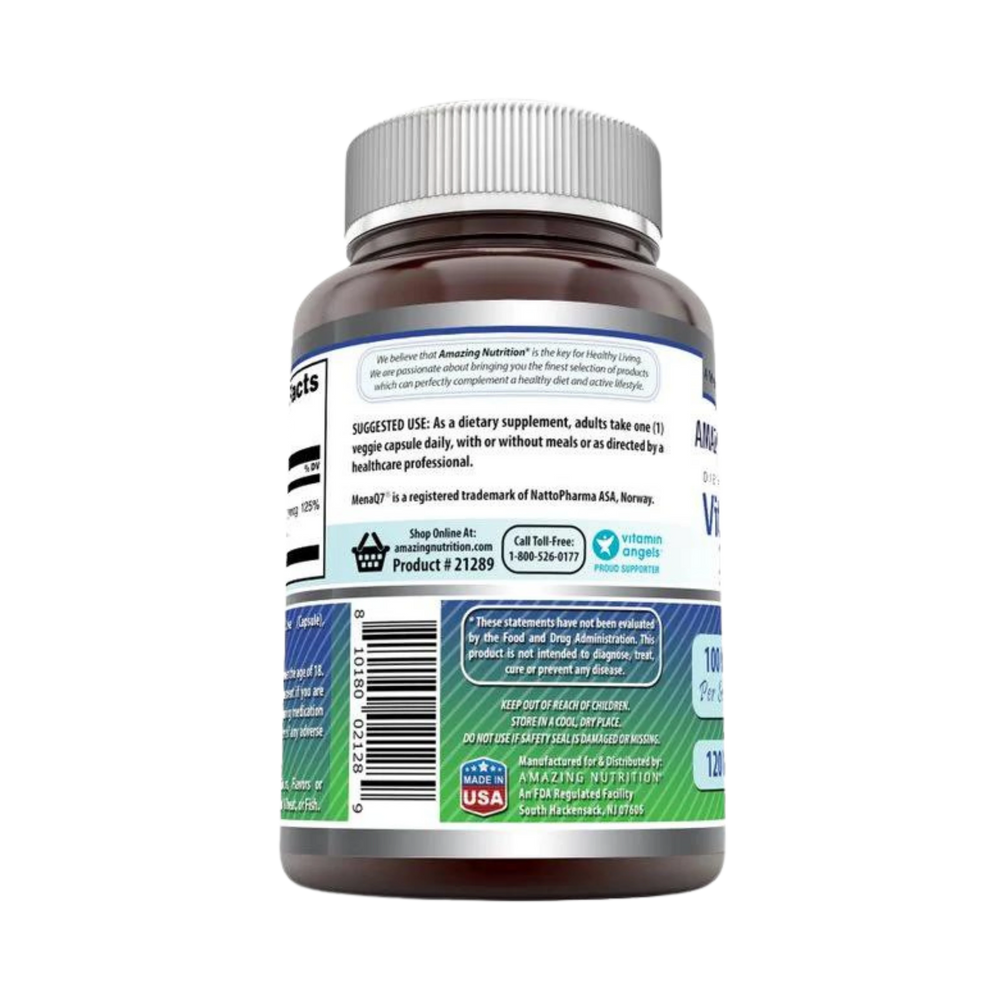 Amazing Formulas, Vitamin K2 MenaQ7, 100 Mcg, 120 Veggie Capsules