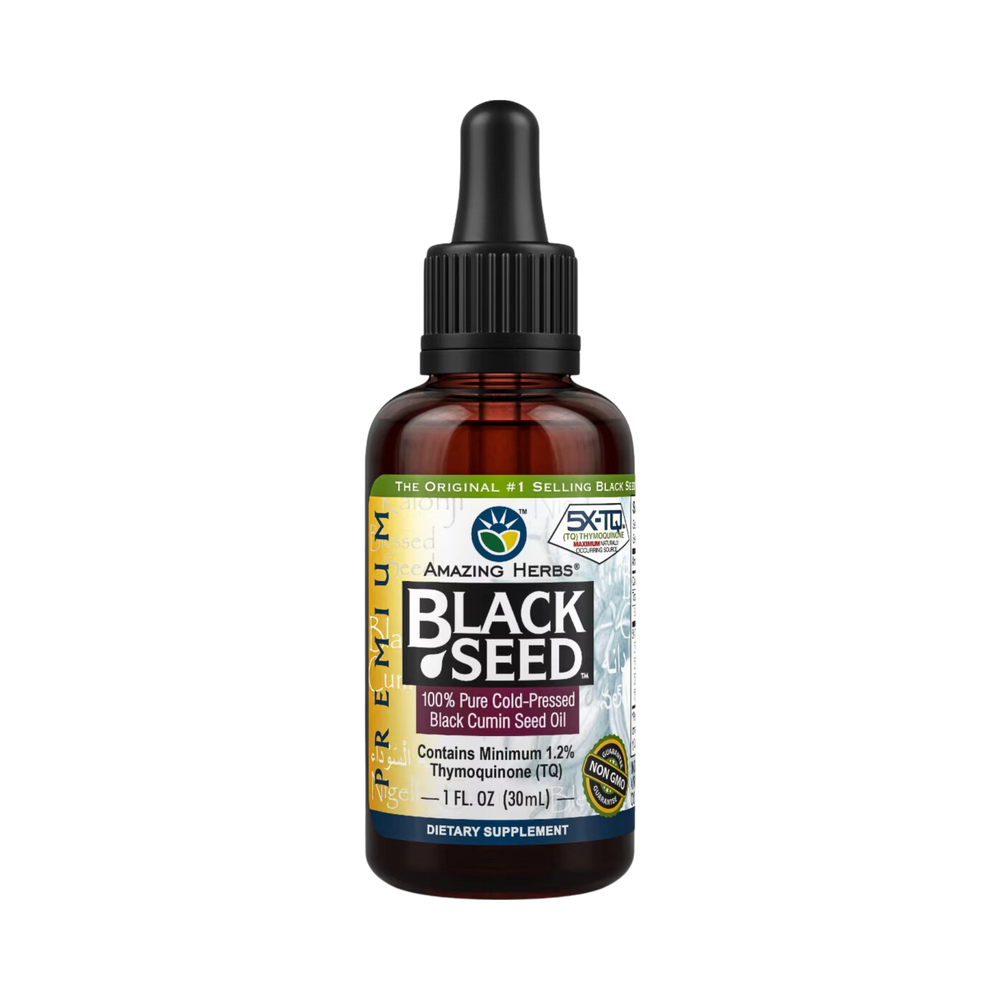 Amazing Herbs, Black Seed, 100% Pure Cold-Pressed Black Cumin Seed Oil, 1 Fl Oz