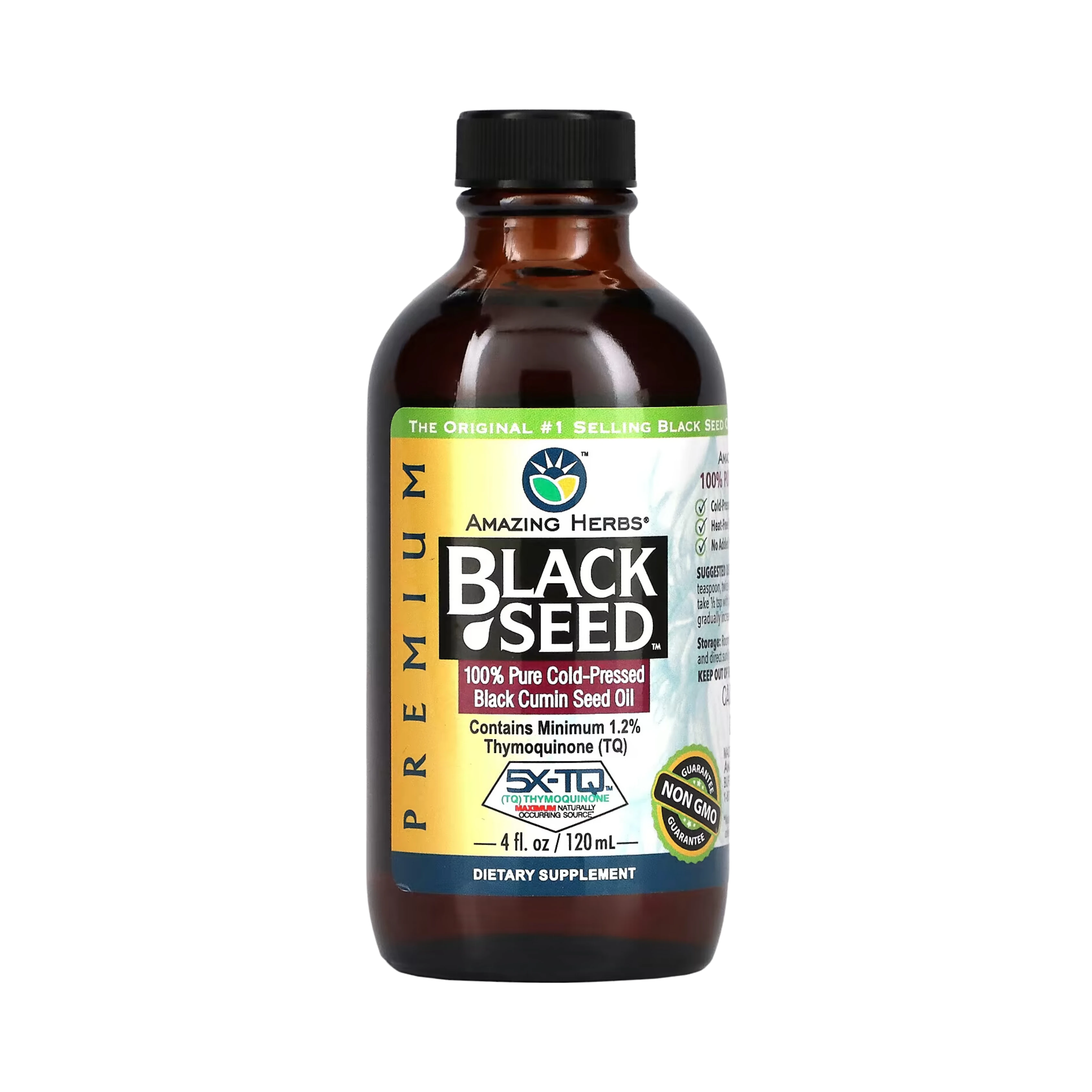Amazing Herbs, Black Seed, 100% Pure Cold-Pressed Black Cumin Seed Oil, 4 Fl Oz