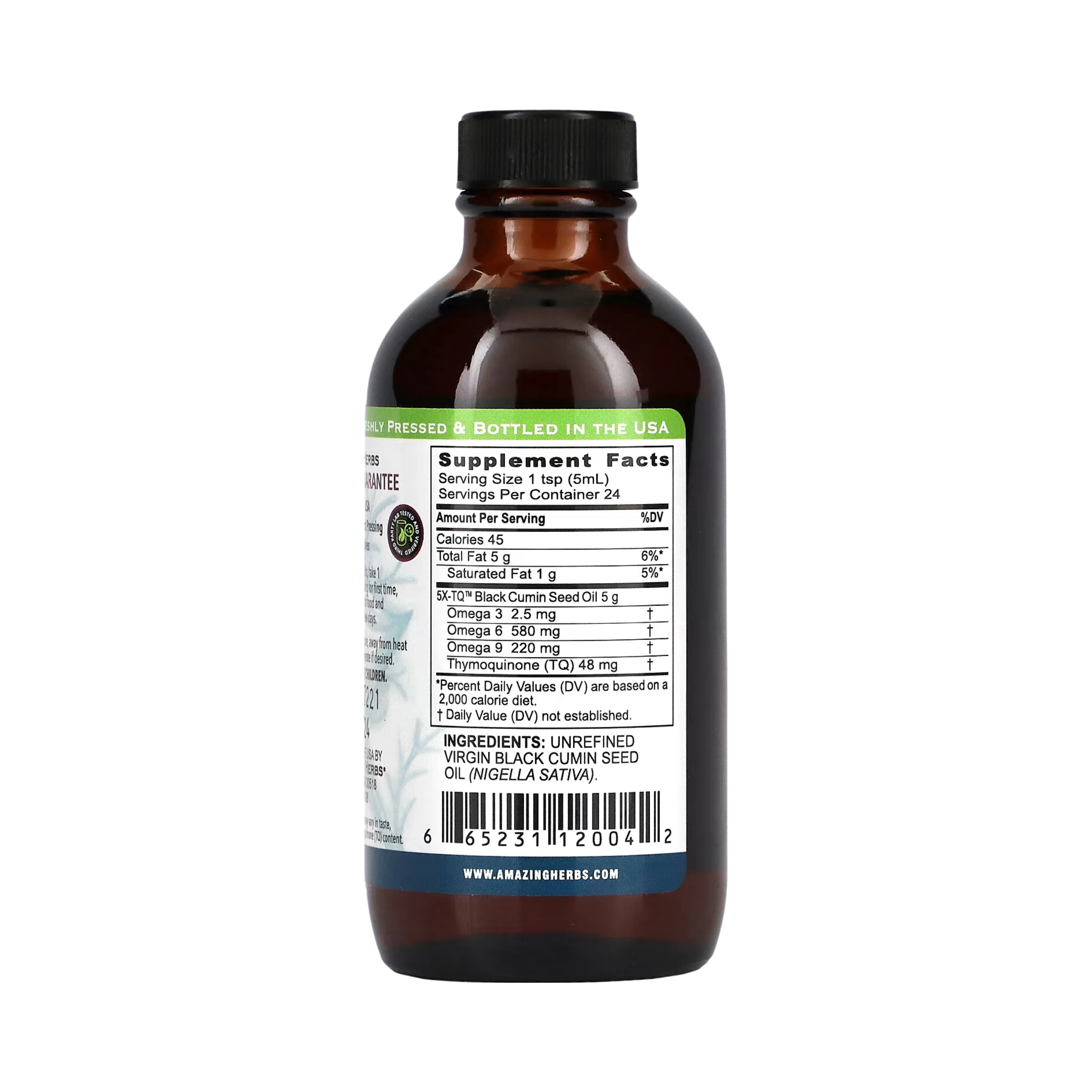 Amazing Herbs, Black Seed, 100% Pure Cold-Pressed Black Cumin Seed Oil, 4 Fl Oz