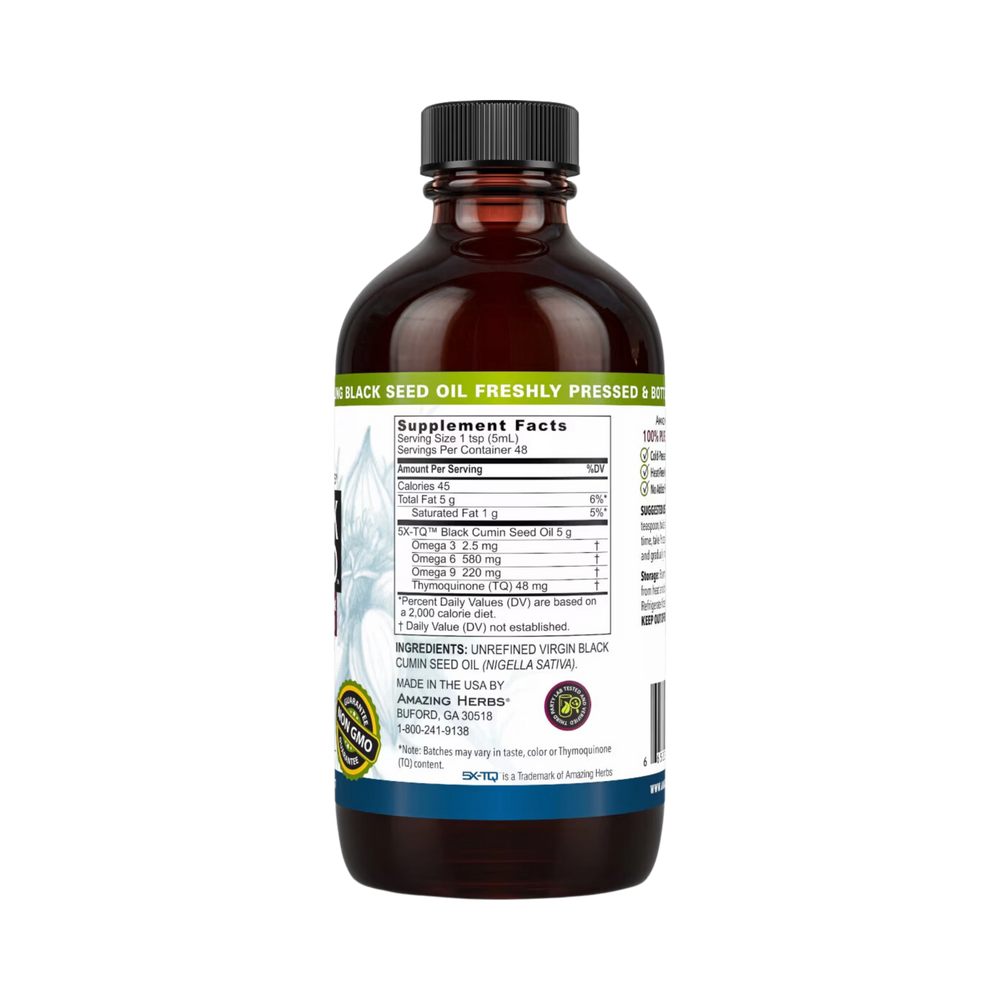 Amazing Herbs, Black Seed, 100% Pure Cold-Pressed Black Cumin Seed Oil, 8 Fl Oz