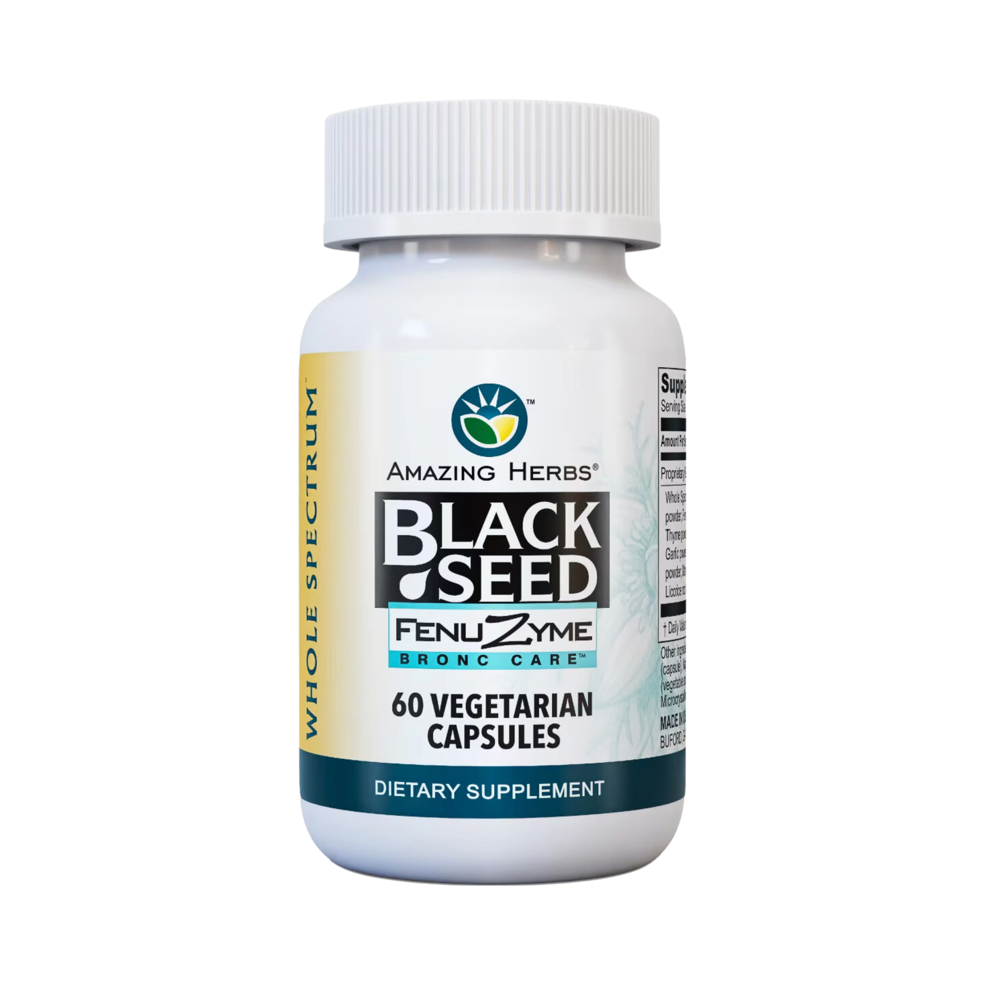 Amazing Herbs, Black Seed Fenuzyme Bronc Care, 60 Capsules