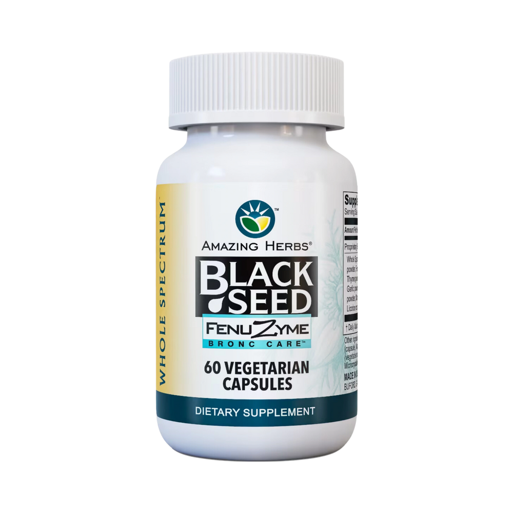 Amazing Herbs, Black Seed Fenuzyme Bronc Care, 60 Capsules